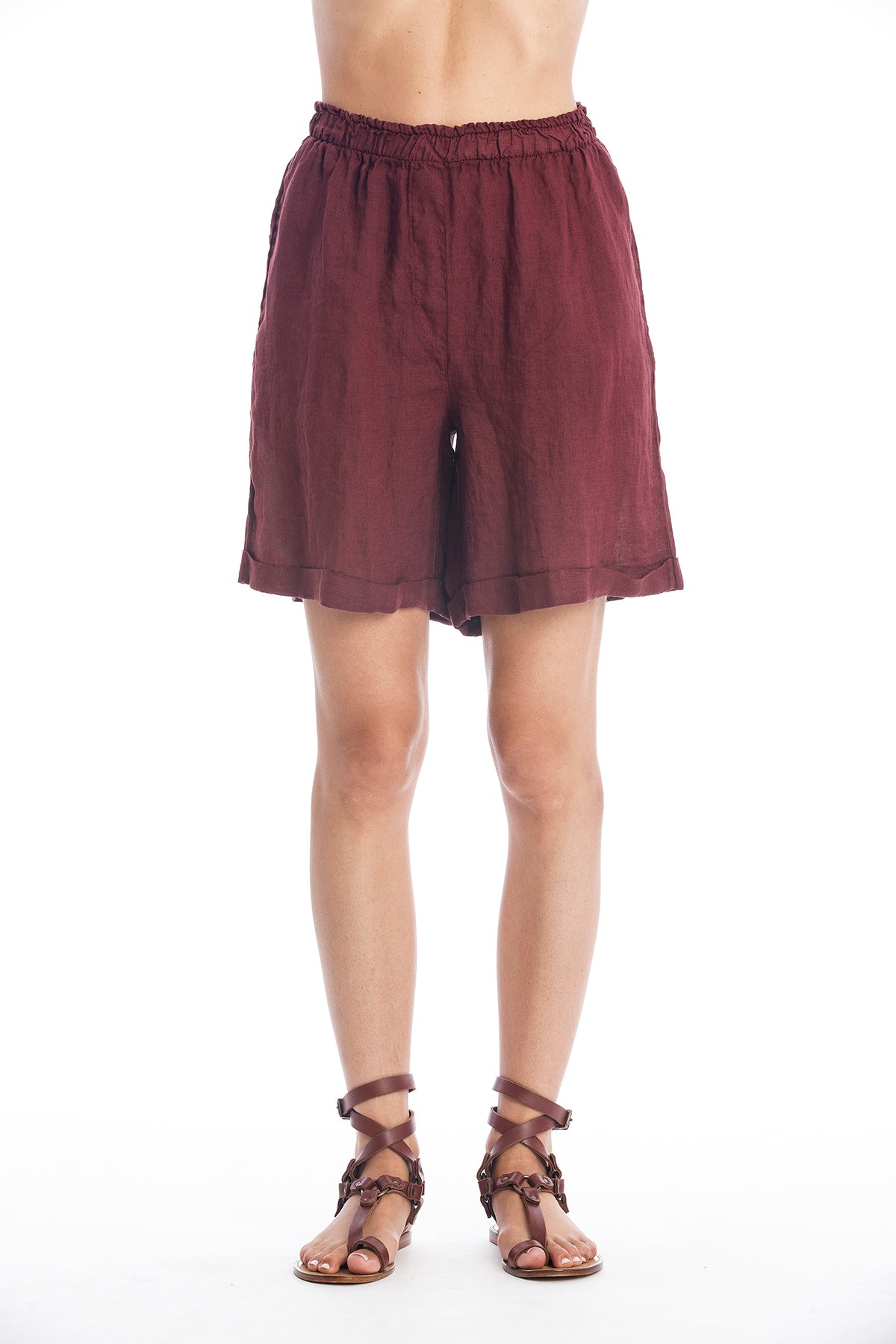RAVENS VIEW IBIZA Damen vegan Shorts Lang Creta Dunkel Granat