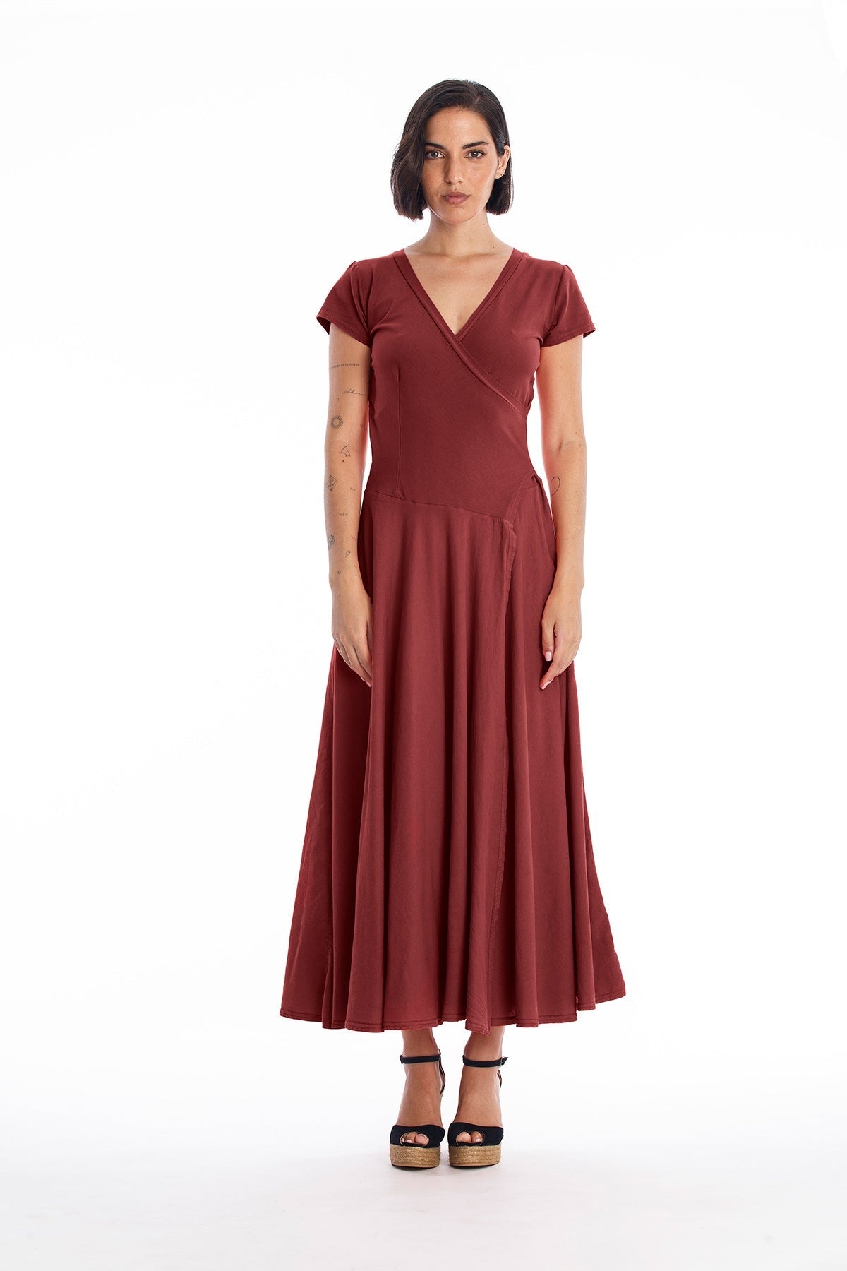 RAVENS VIEW IBIZA Damen vegan Kleid Veronika St Dunkel Granat