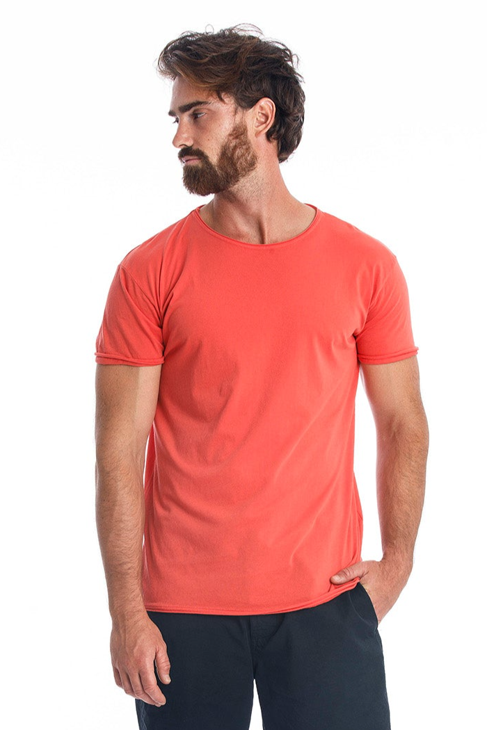 RAVENS VIEW IBIZA Herren vegan T-Shirt Runder Wilder Ausschnitt Radiant Red