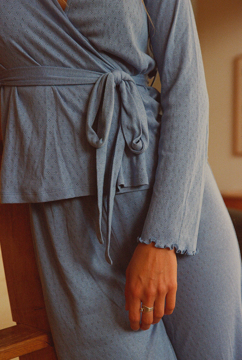 NÃ©nÃ©s womens vegan Pyjama Top Kristin Blue