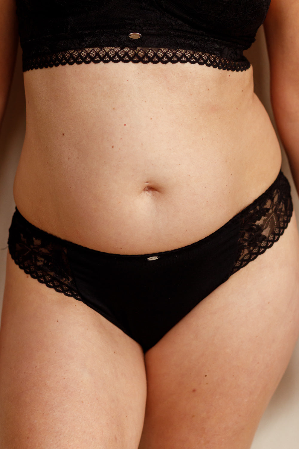 Savara Intimates womens vegan Brief Mid Waist Rosa Black