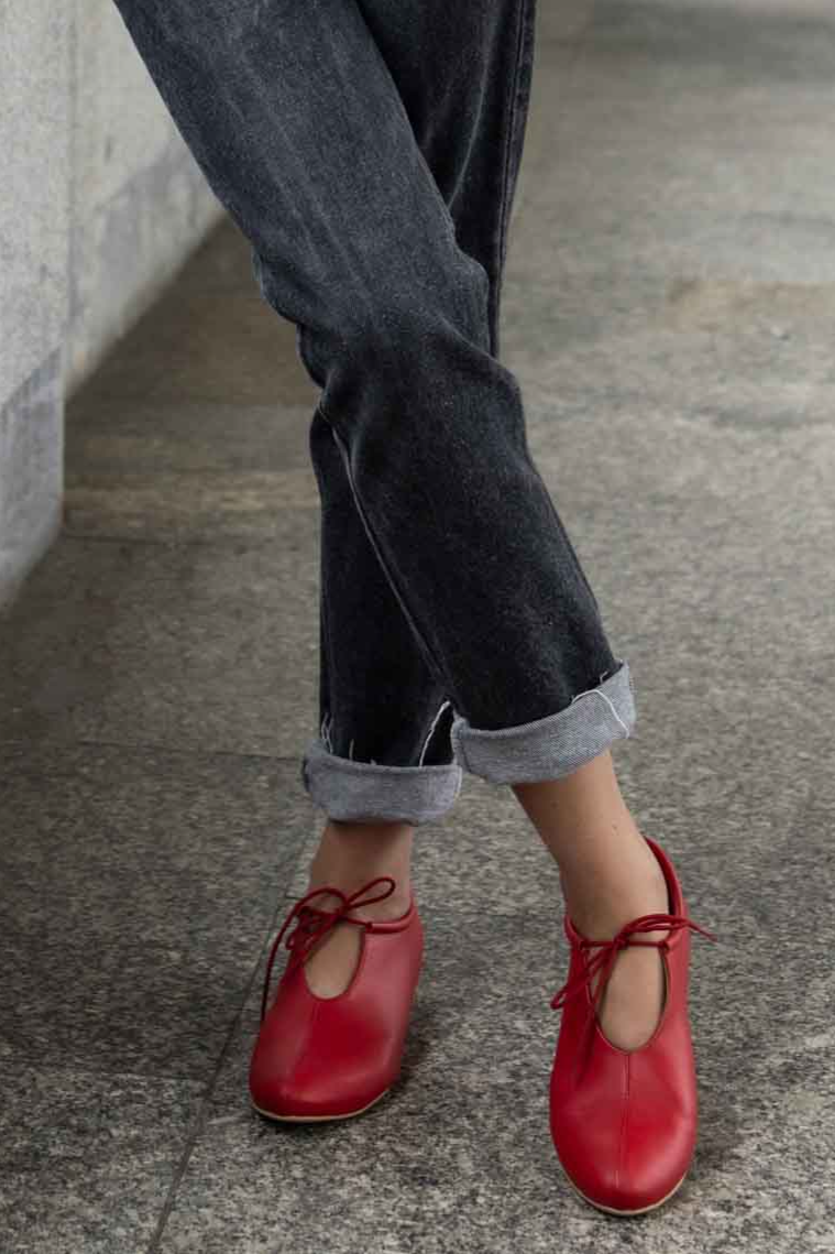 BOHEMA Damen vegan Ballerinas Akira Pumps Nopal Rot