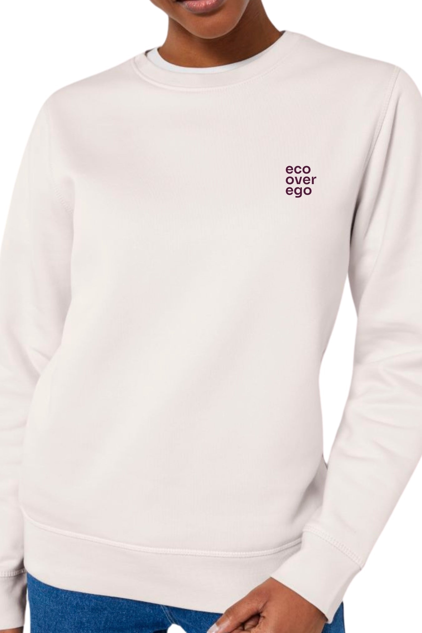 Inaska Damen vegan Pullover Unisex Statement Eco Vintage WeiÃŸ