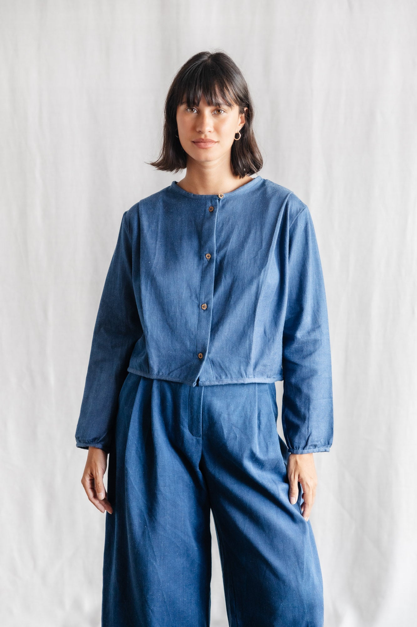 Image of Jyoti Fair Works dames vegan Blouse Nishi Denimblauw