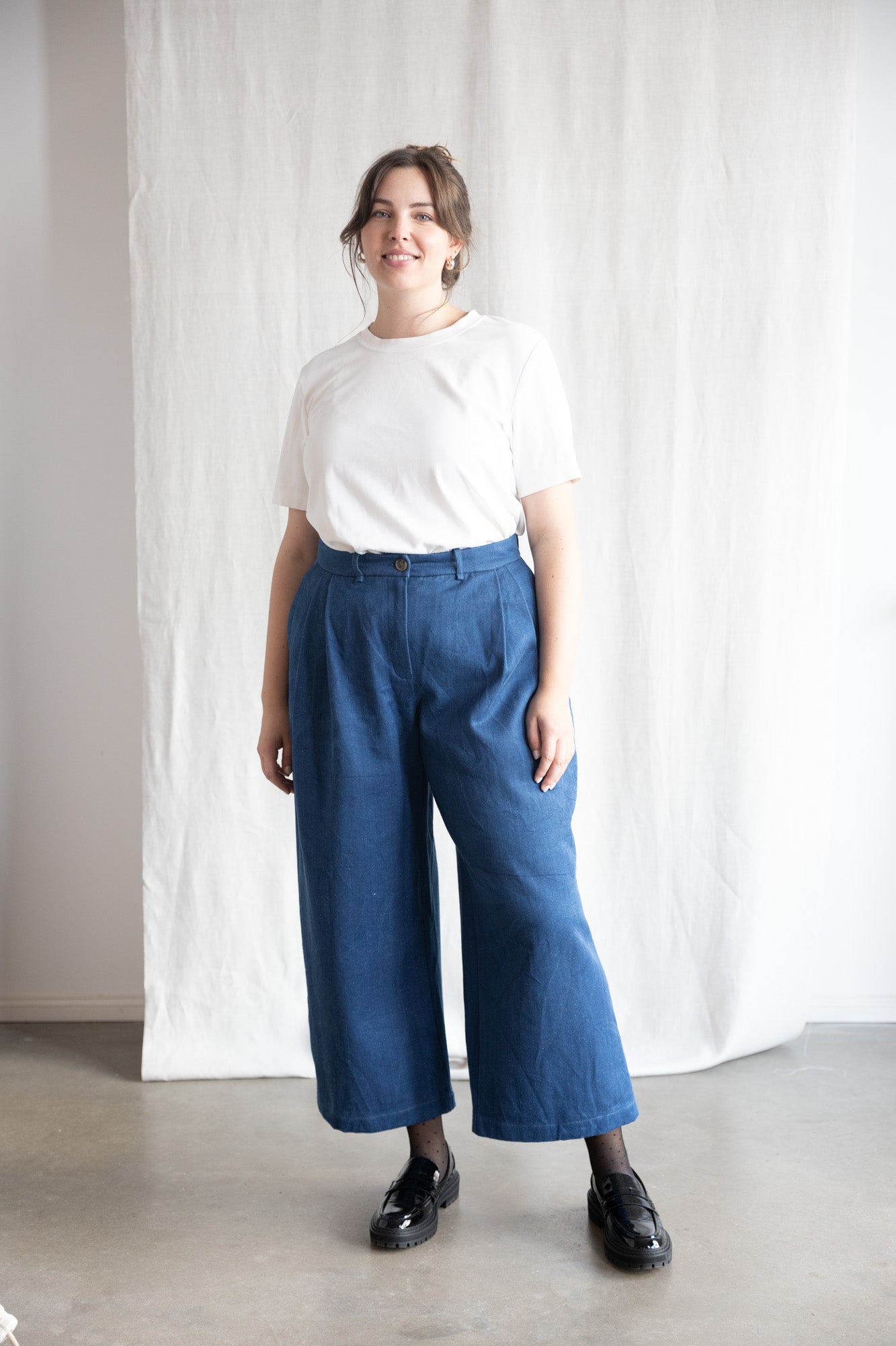 Jyoti Fair Works womens vegan Culotte Awa Denim Blue