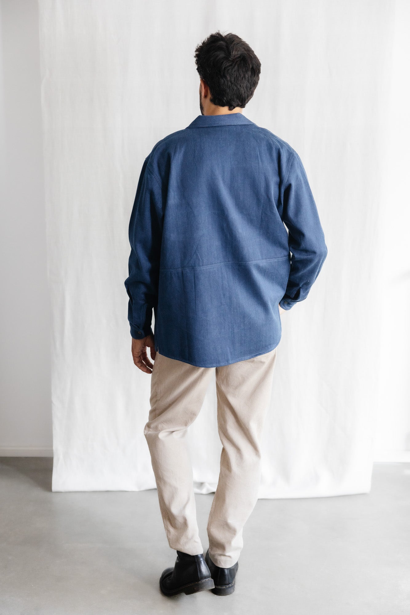 Jyoti Fair Works men vegan Overshirt Kal Denim Blue