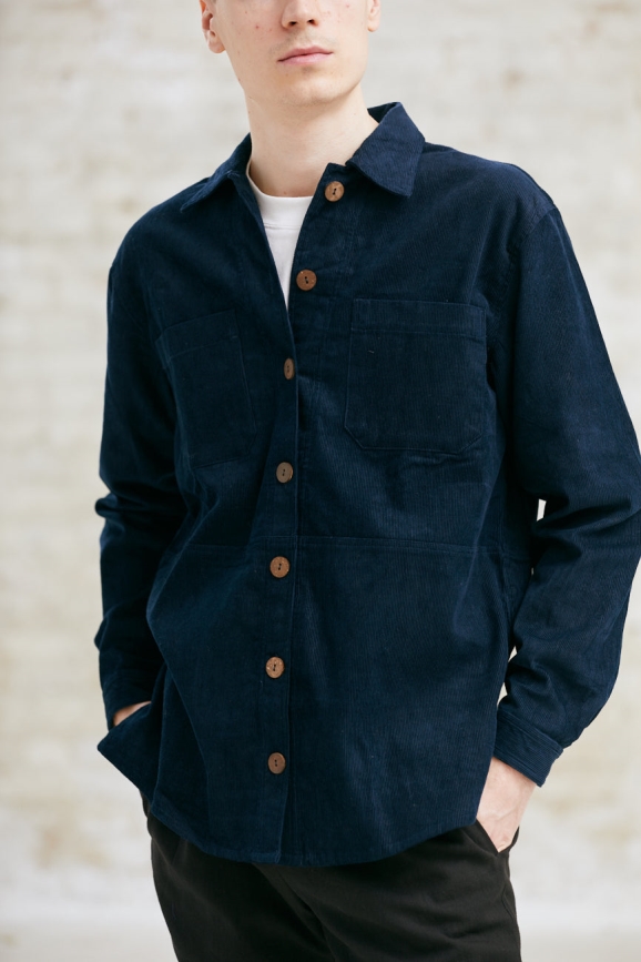 Image of Jyoti Fair Works mannen vegan Overshirt Kal Nachtblauw