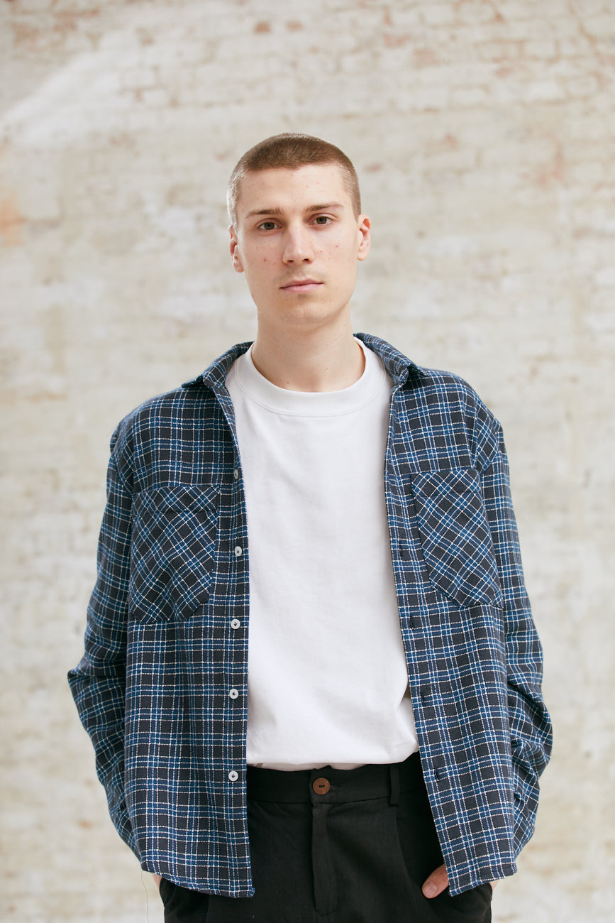 Jyoti Fair Works men vegan Shirt Jwala Blue Checks