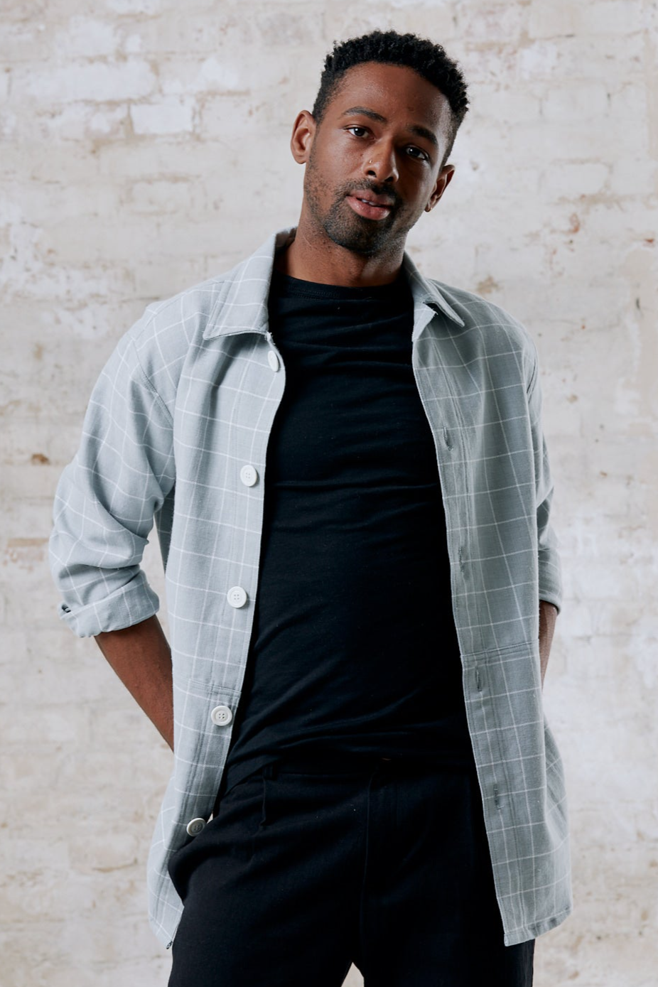 Image of Jyoti Fair Works mannen vegan Overshirt Daladal Ijsblauw