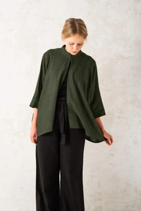 Jyoti Fair Works Damen vegan Strickjacke Chandrama Olivgrün