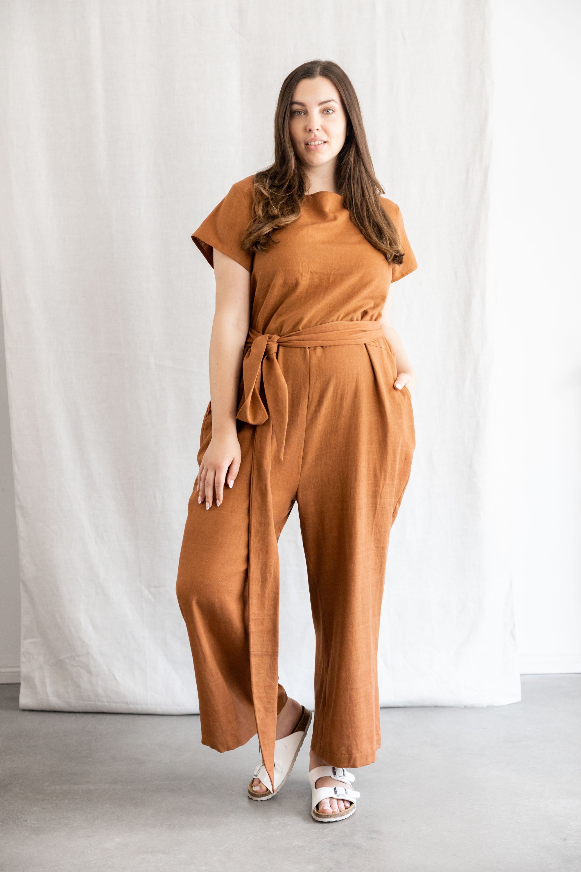 Jyoti Fair Works womens vegan Jumpsuit Nirav Hazelnut