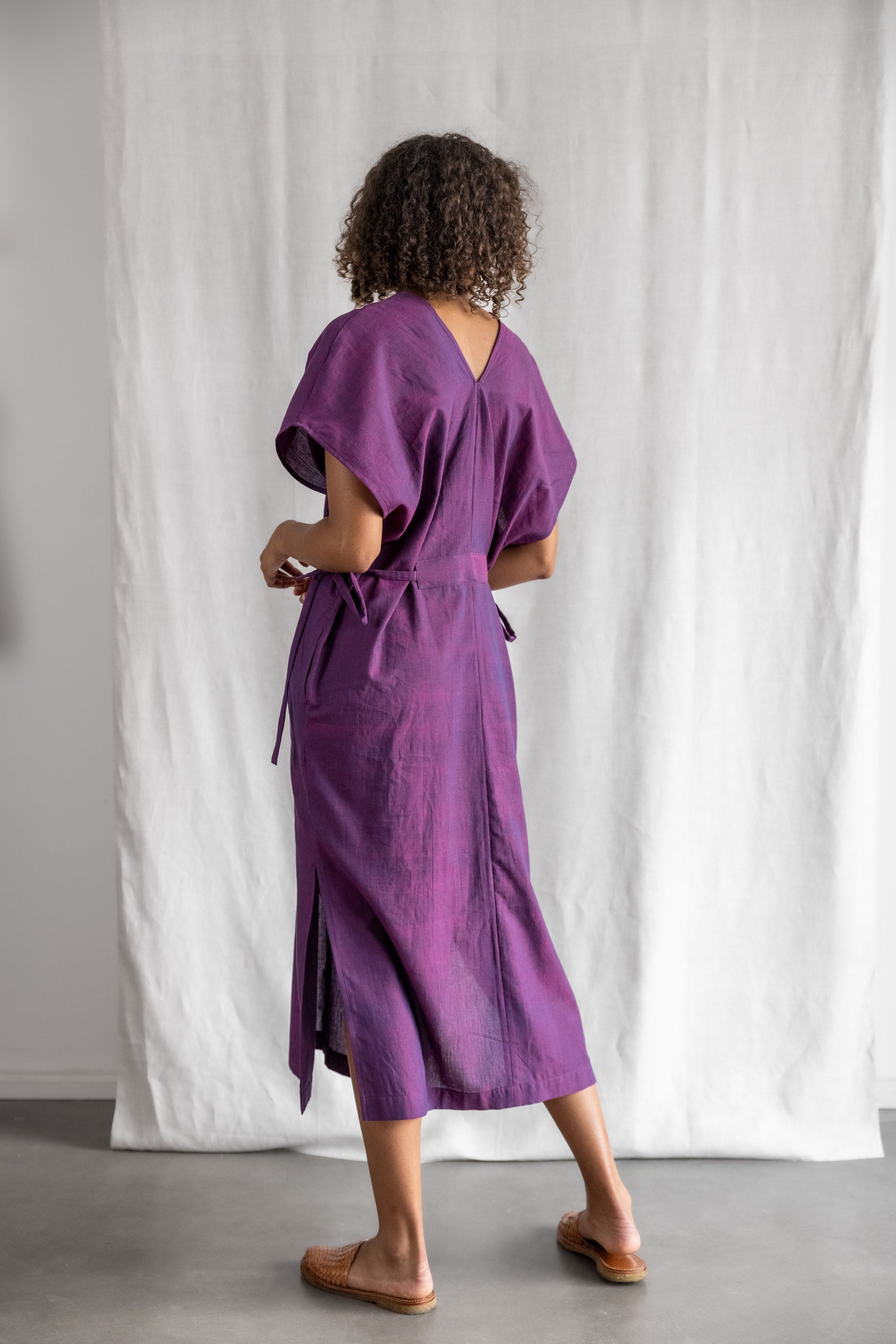 Jyoti Fair Works womens vegan Kaftan Dress Rishi Blackberry Purple
