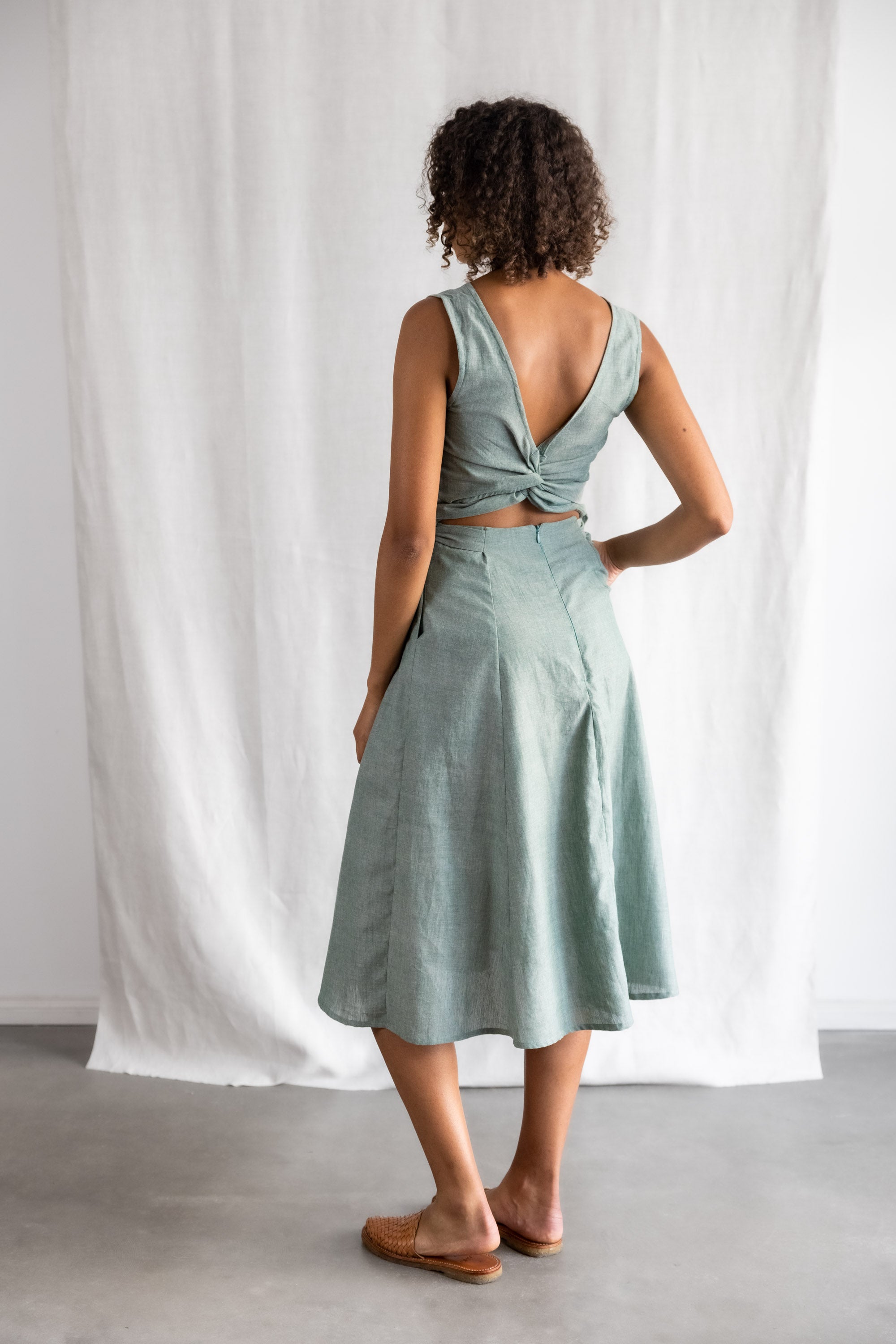 Jyoti Fair Works womens vegan Dress Karishma Eucalyptus