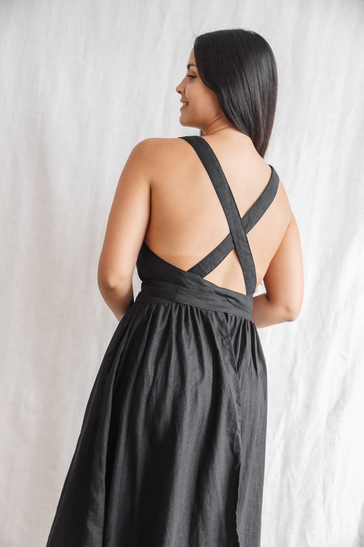 Jyoti Fair Works womens vegan Wrap Dress Padmini Black