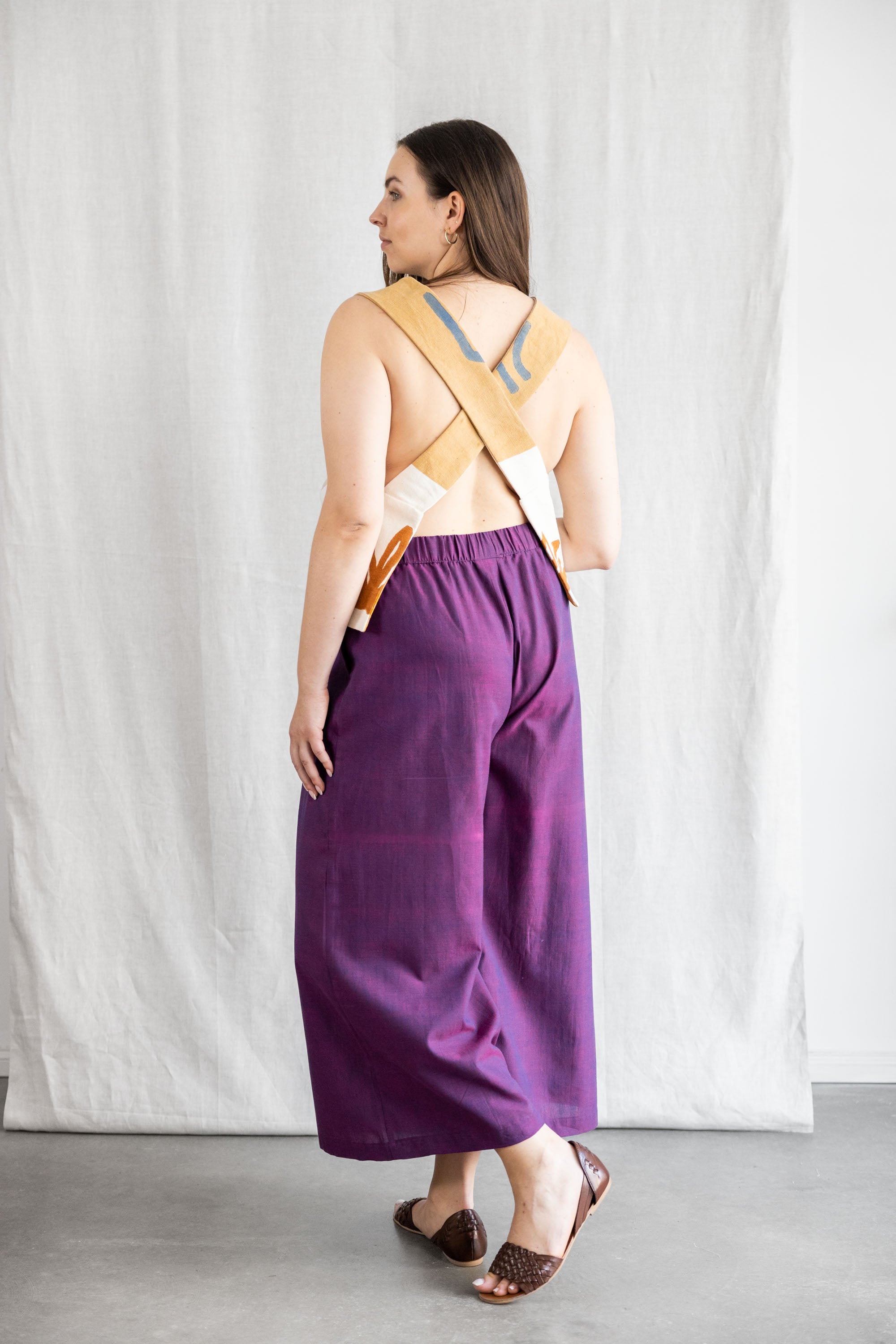 Jyoti Fair Works womens vegan Culotte Padma Blackberry Purple