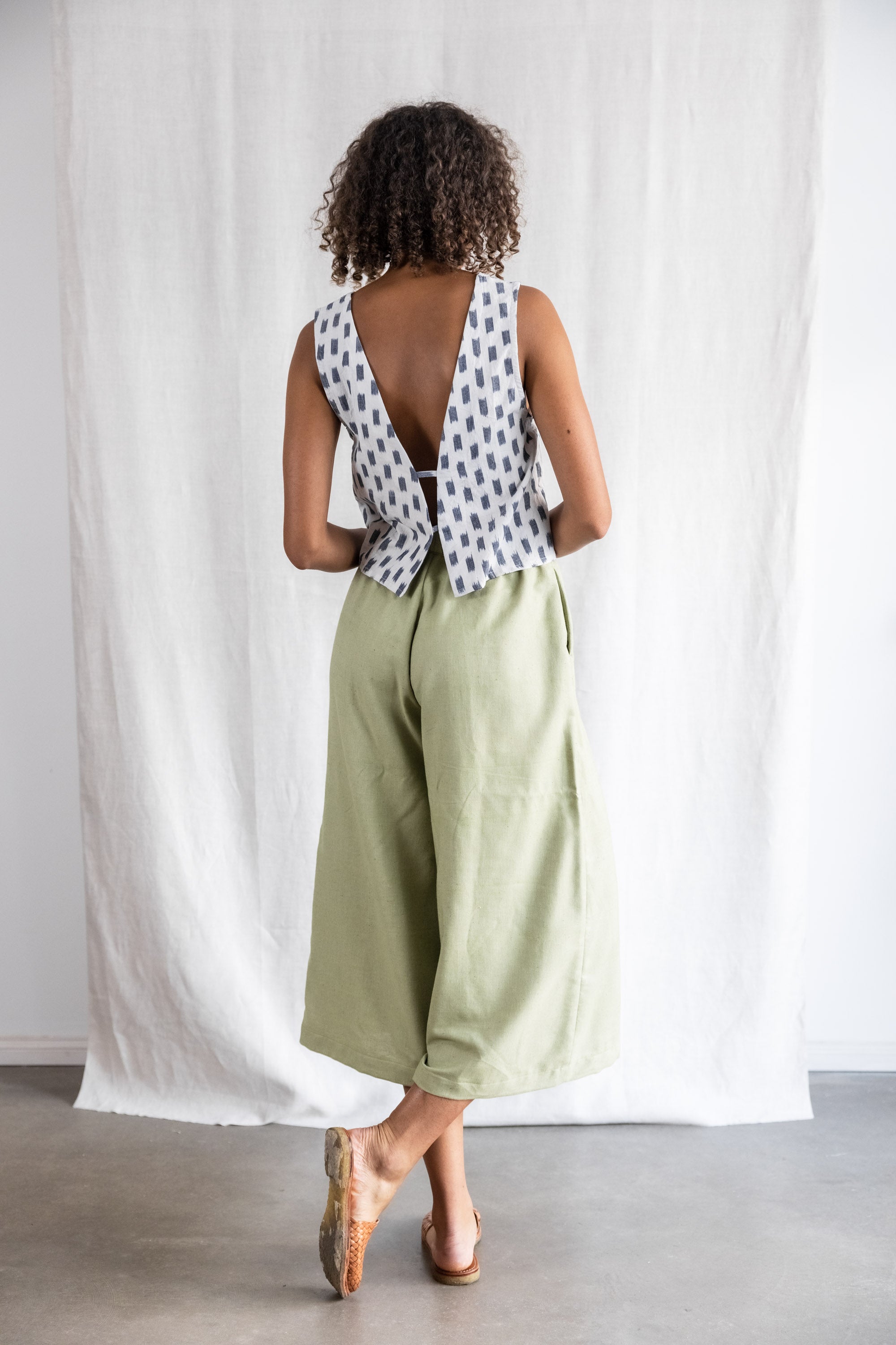 Jyoti Fair Works womens vegan Culotte Padma Lime Green