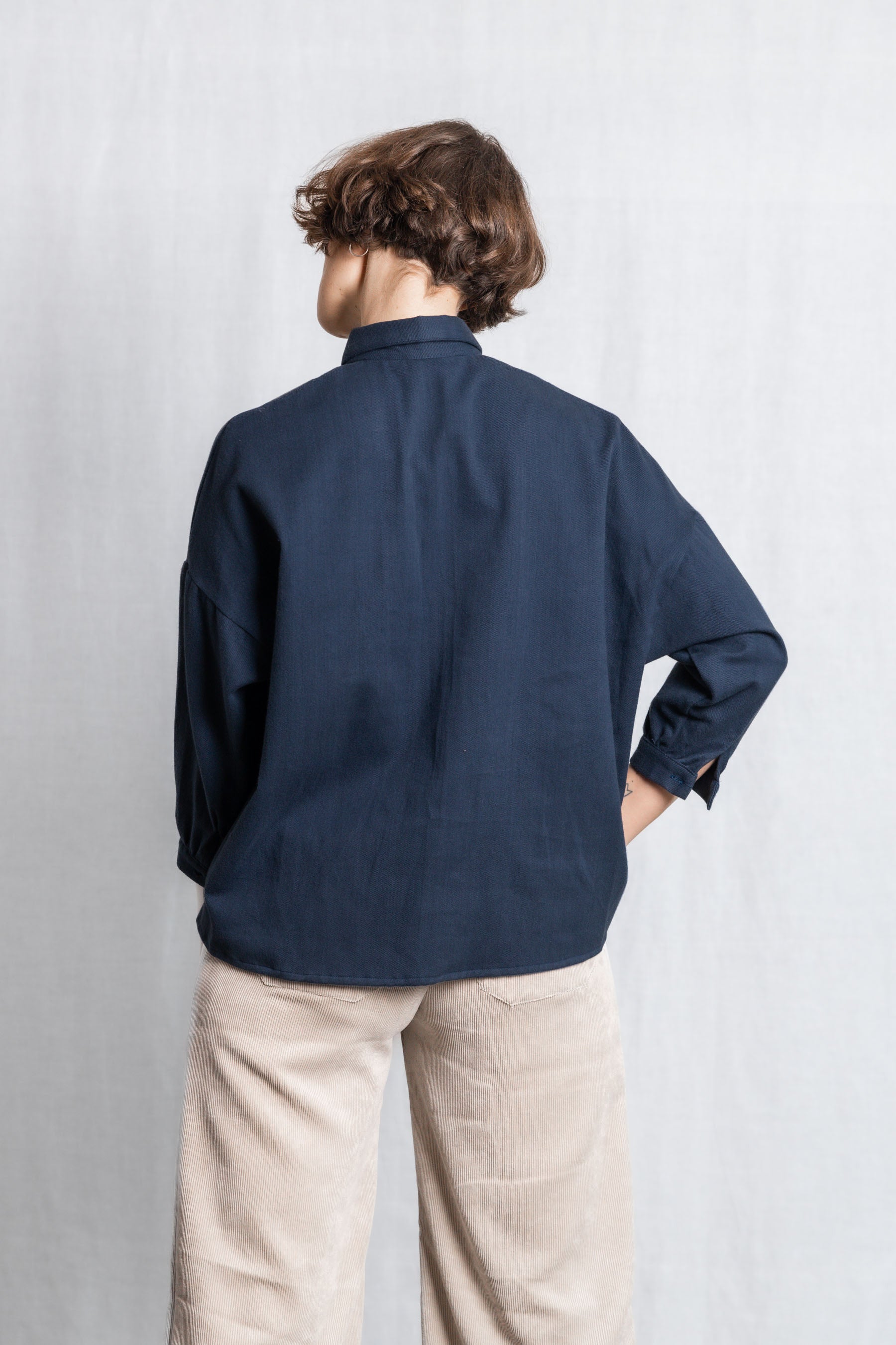 Jyoti - Fair Works womens vegan Shirt Mayank Grey Blue