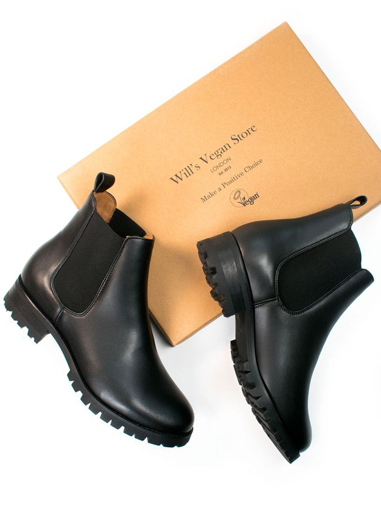 Will's Vegan Store womens vegan Chelsea Boots Women Wide Fit Luxe Deep Tread Black