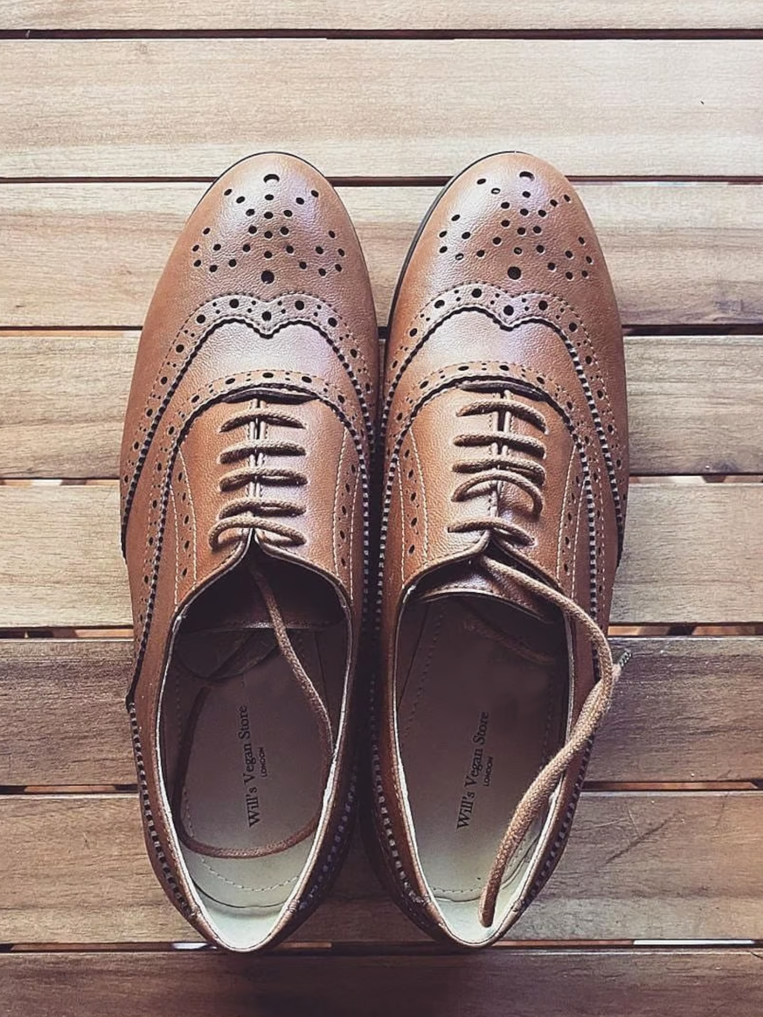 Will's Vegan Store men vegan Shoes Men Oxford Brogues Wide Fit Tan
