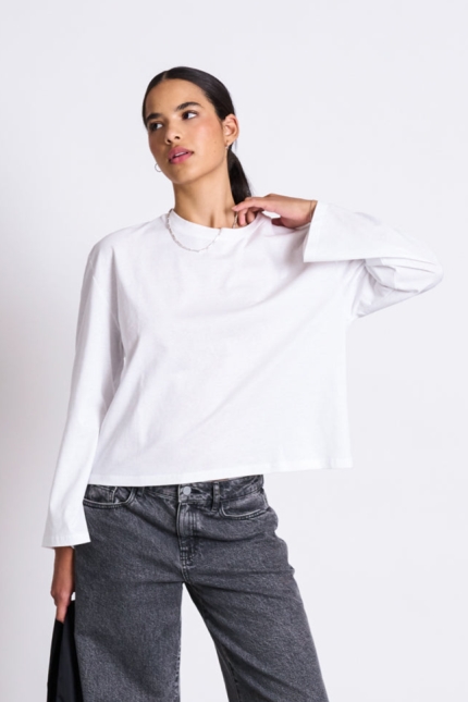 Image of JAN 'N JUNE dames vegan Lange Mouwen Boxy Ankira Wit