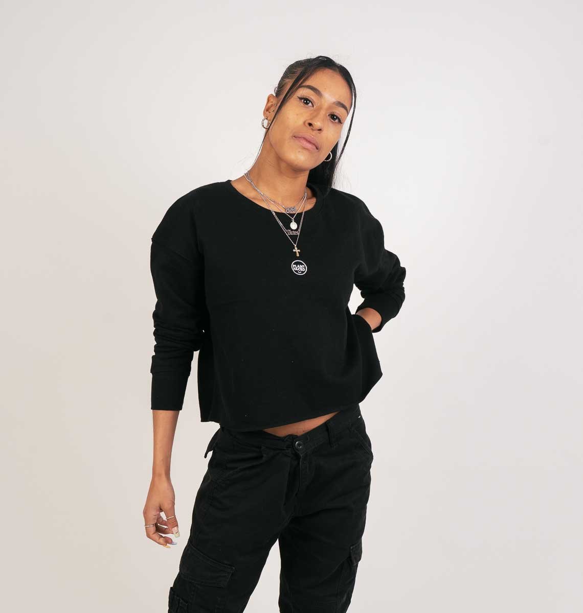 Plant Faced Clothing womens vegan Cropped Sweater Black