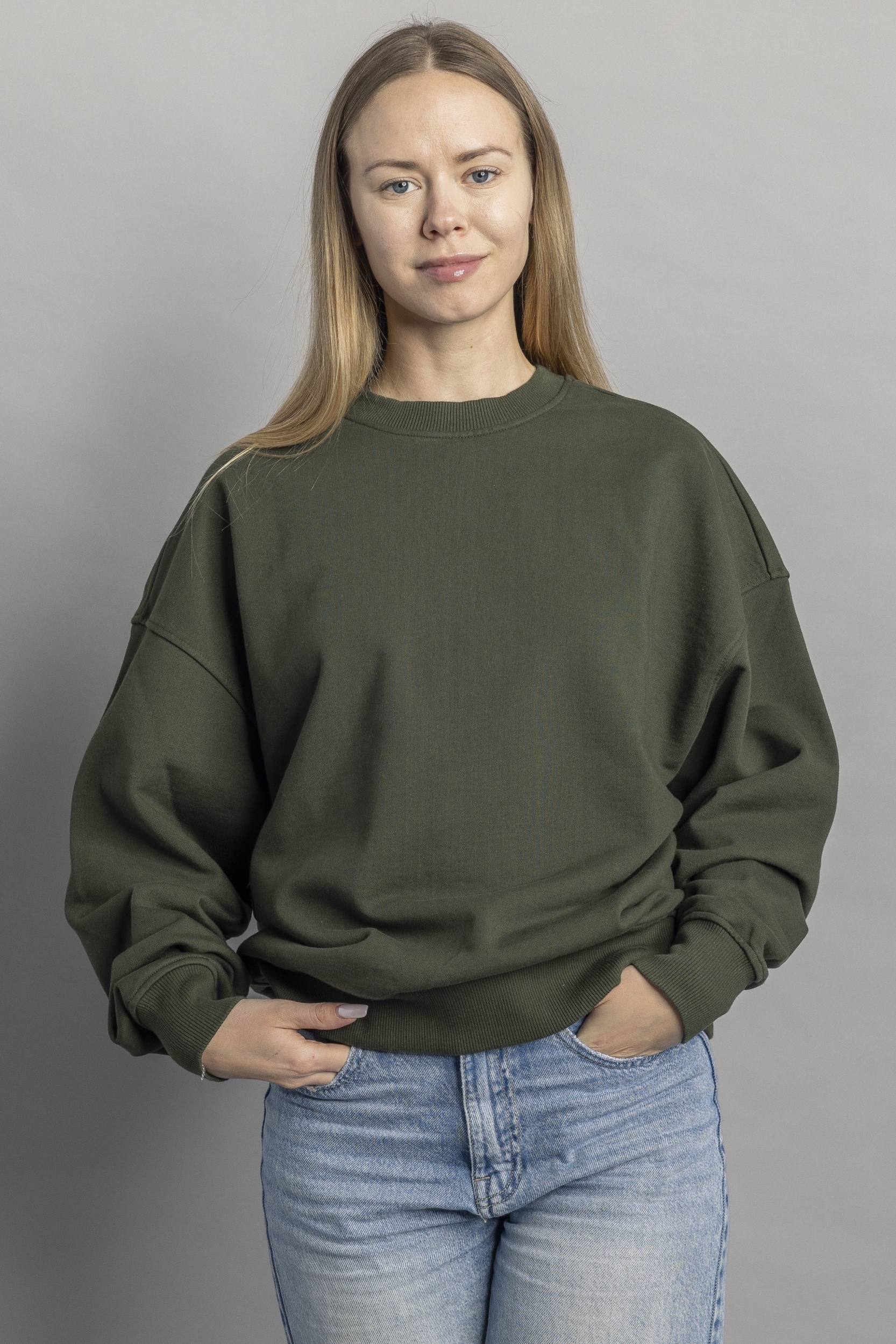 DIRTS Herren vegan Sweatshirt Oversized Crewneck MoosgrÃ¼n
