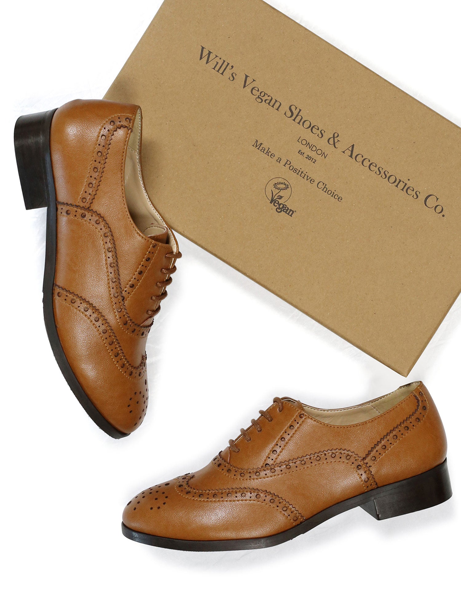 Will's Vegan Store Shoes Men Wide Fit Oxford Brogues Tan
