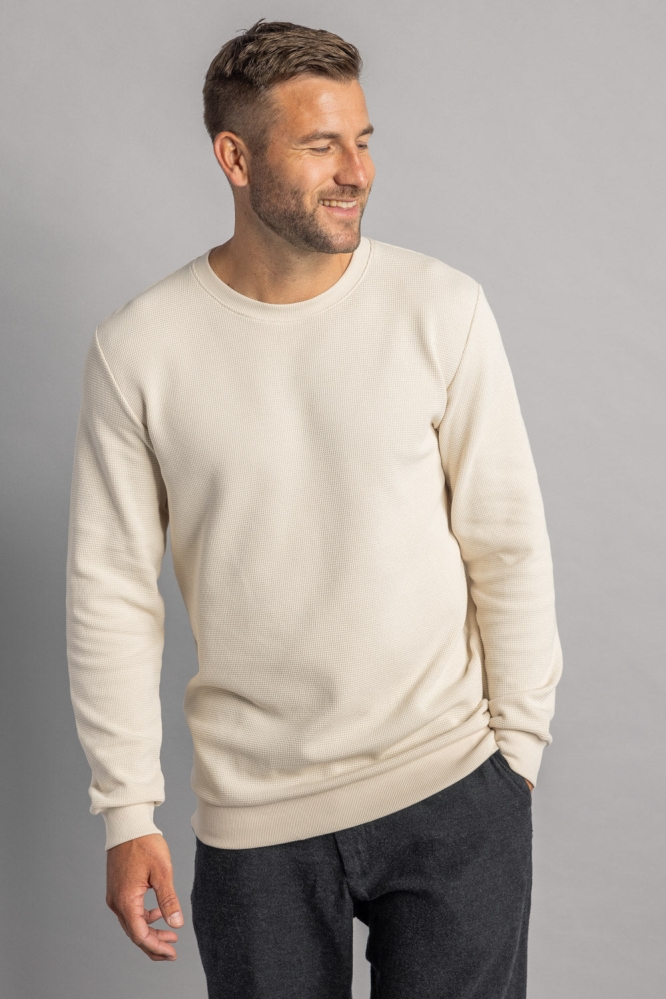 Image of DIRTS mannen vegan Lange Mouw Wafel PiquÃ© Ongeverfd/Off White