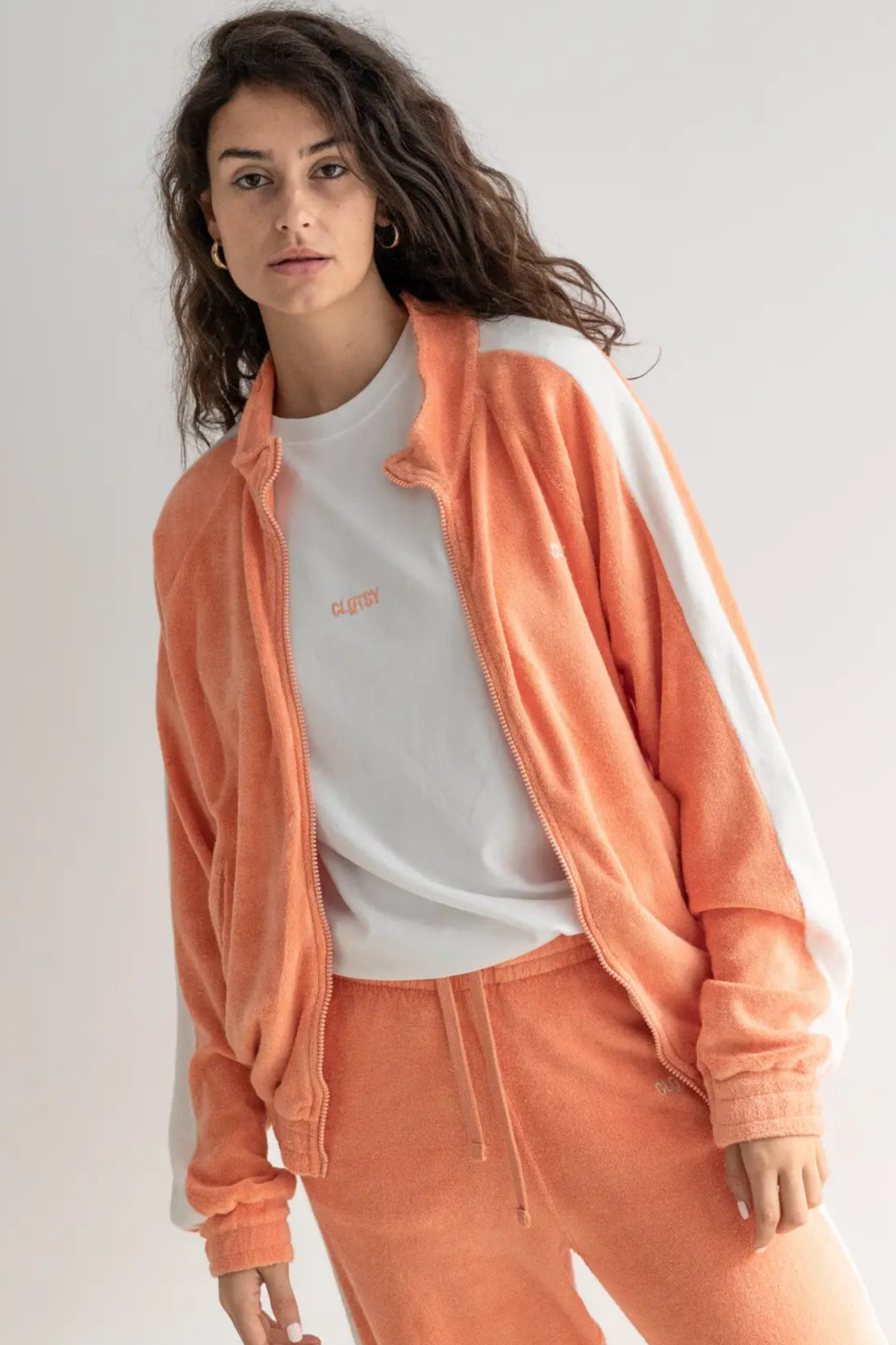 Clotsy Herren vegan Trainingsjacke Aprikose
