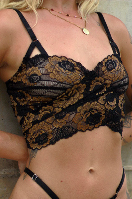 Anekdot Damen vegan Bralette Dharma Schwarz & Gold