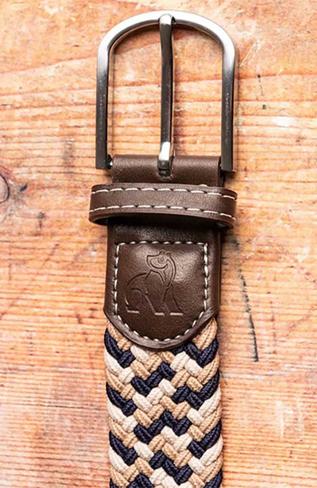 Swole Panda womens vegan Belt Chevron Beige, Blue, & White
