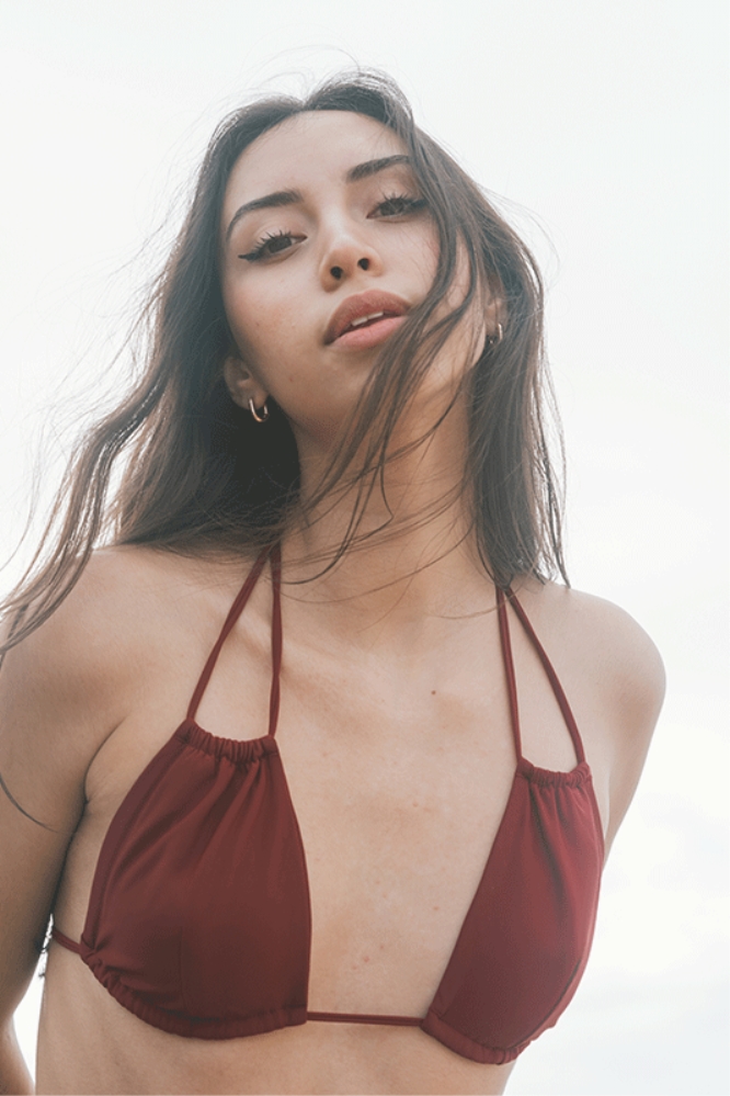 58780 - Damen vegan Low Versatile Bikinioberteil Merlot