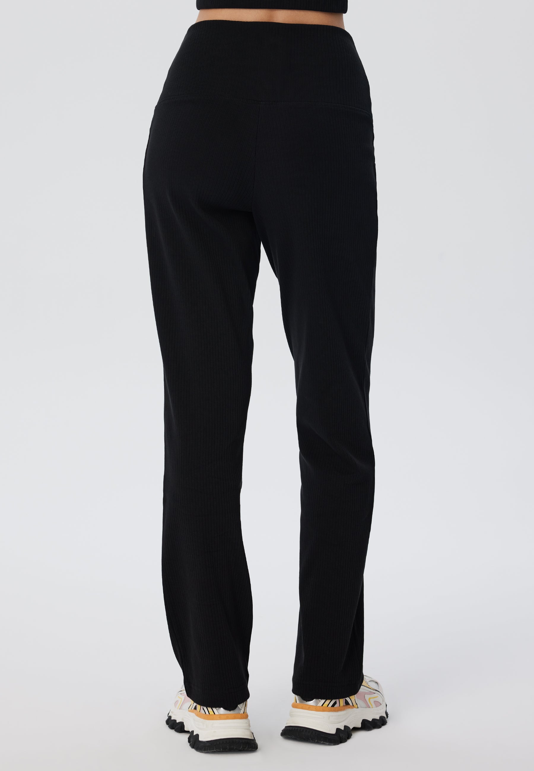 Leela Cotton womens vegan Ribbed Pants Black