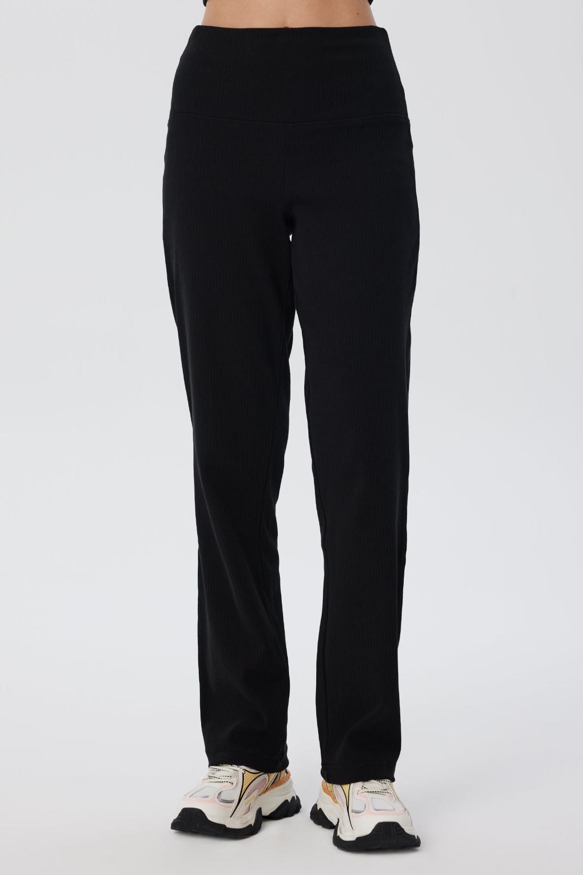 Leela Cotton womens vegan Ribbed Pants Black