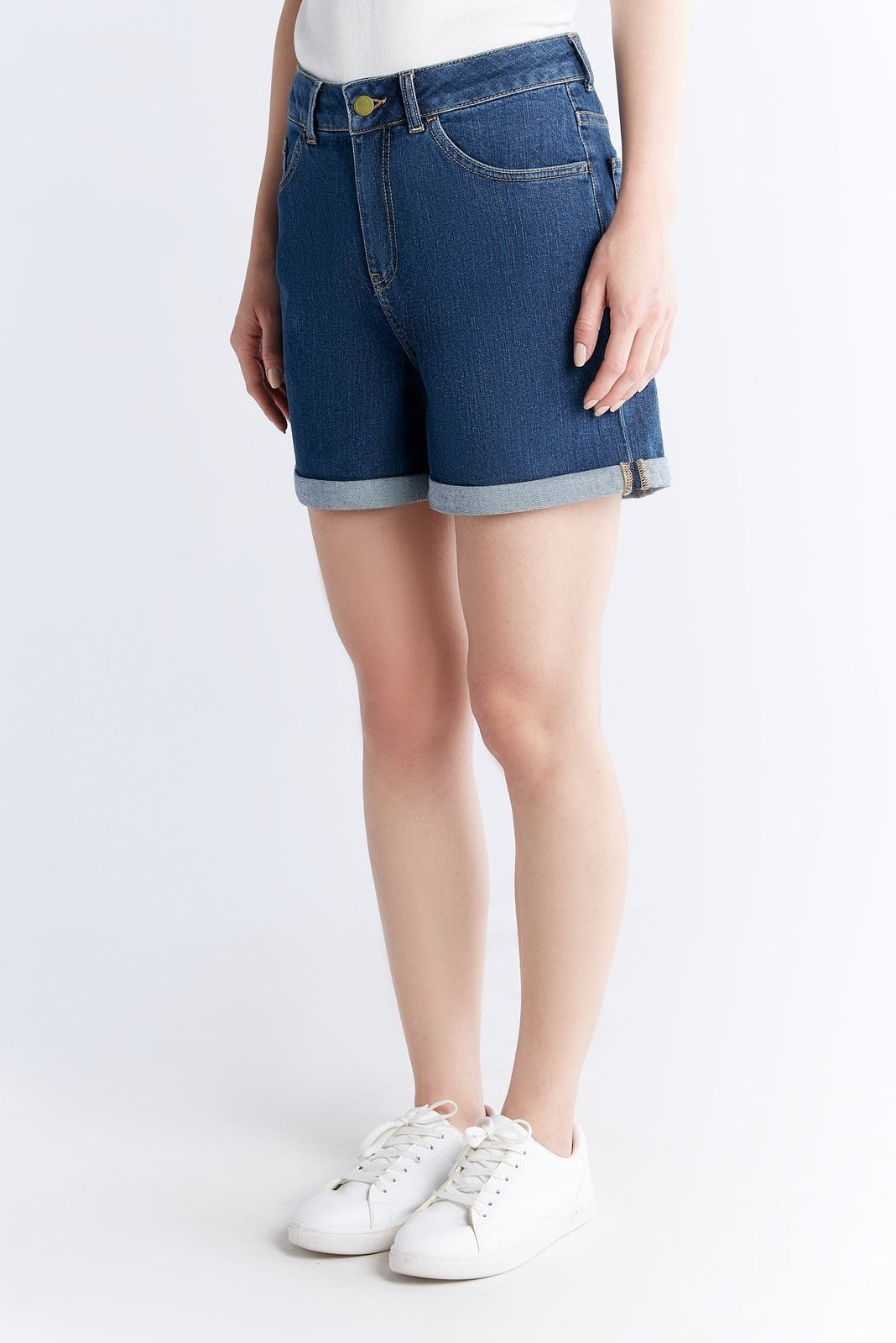 Evermind womens vegan Mom Shorts Lapis Blue