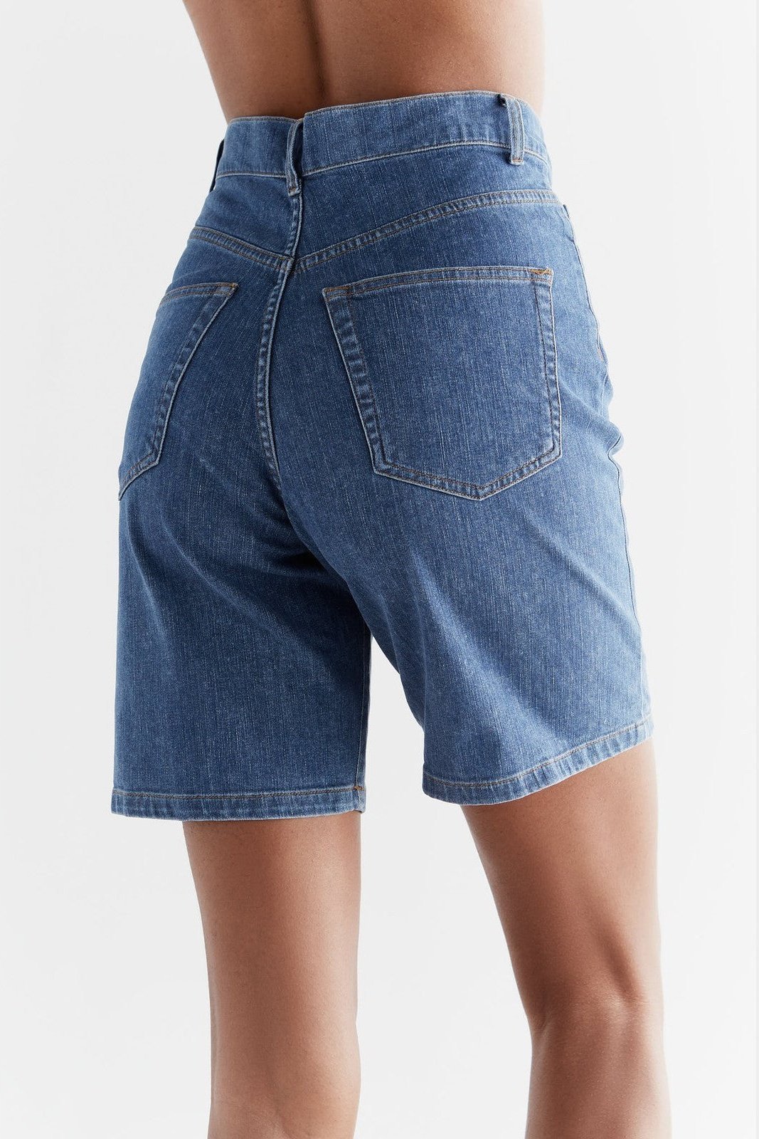 Evermind womens vegan Denim Shorts Ocean Blue