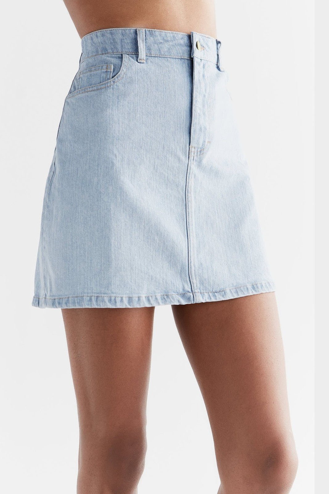 Evermind womens vegan Skirt Denim Light Slate Blue