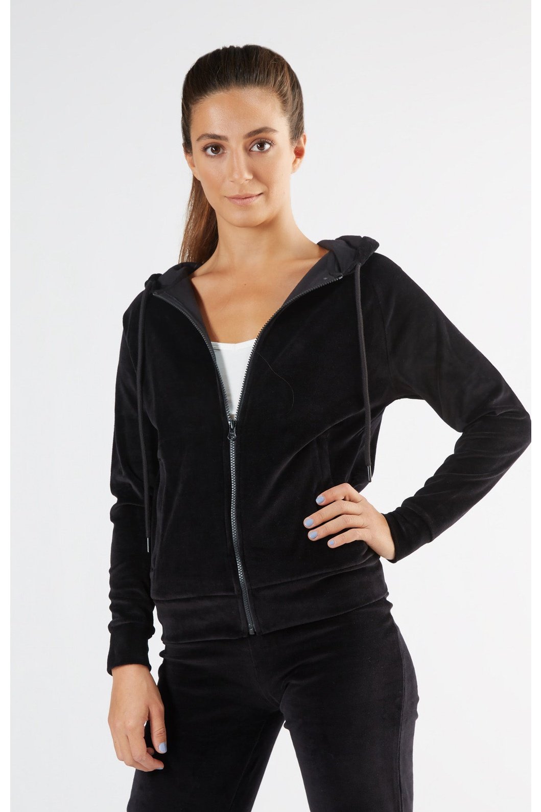 Leela Cotton womens vegan Hooded Jacket Nicky Black