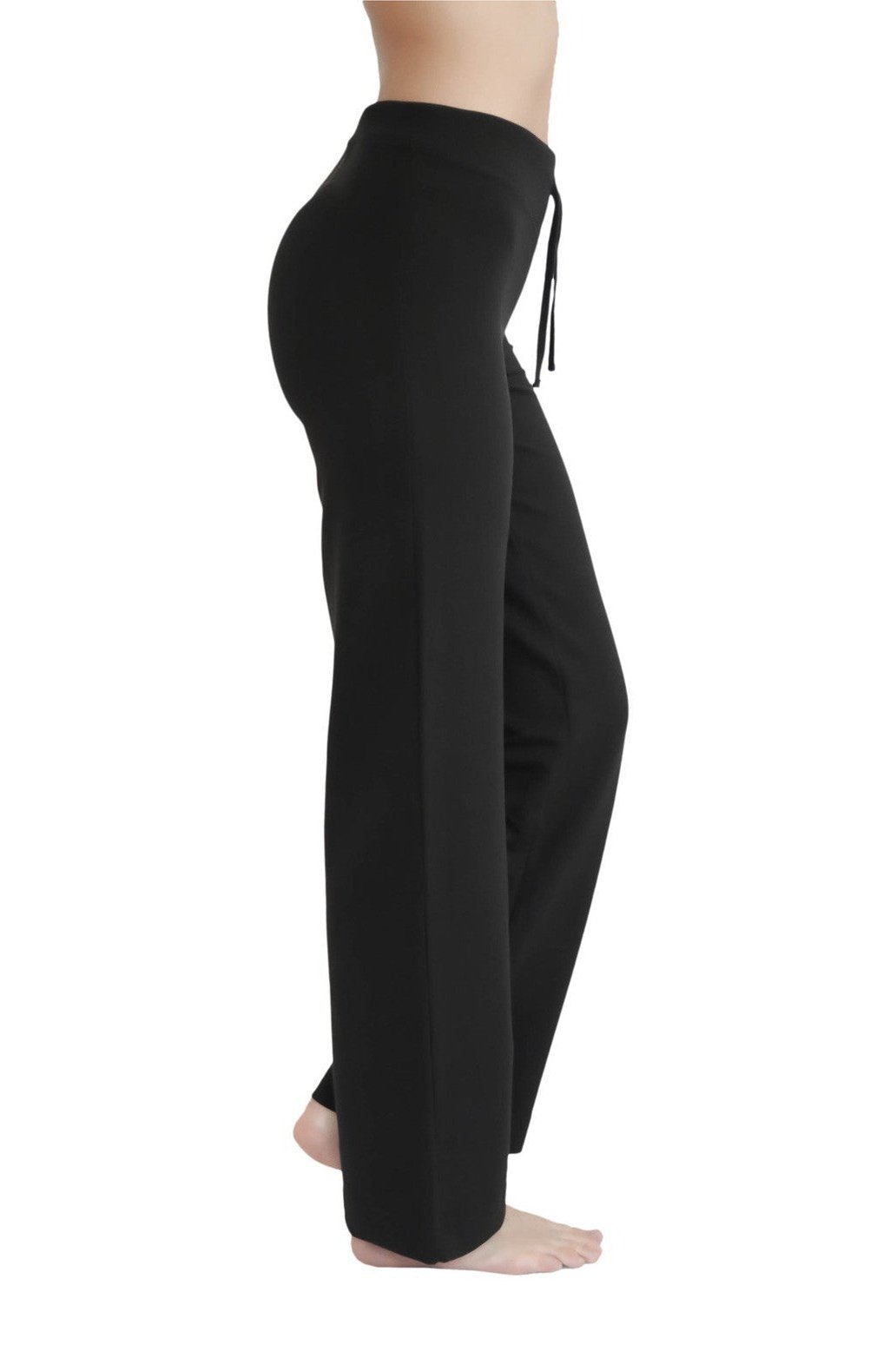 Leela Cotton womens vegan Yoga Pants With Ribbed Waistband Black