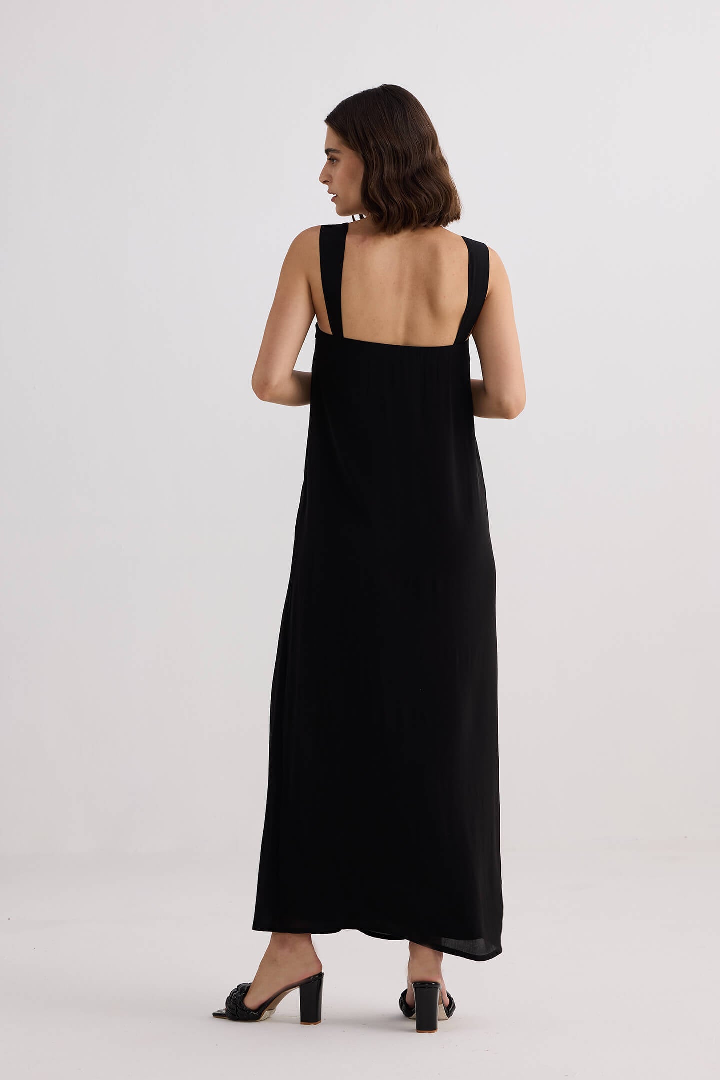 chinese dress ladies Black Maxi Dress With Strappy Back And Slit