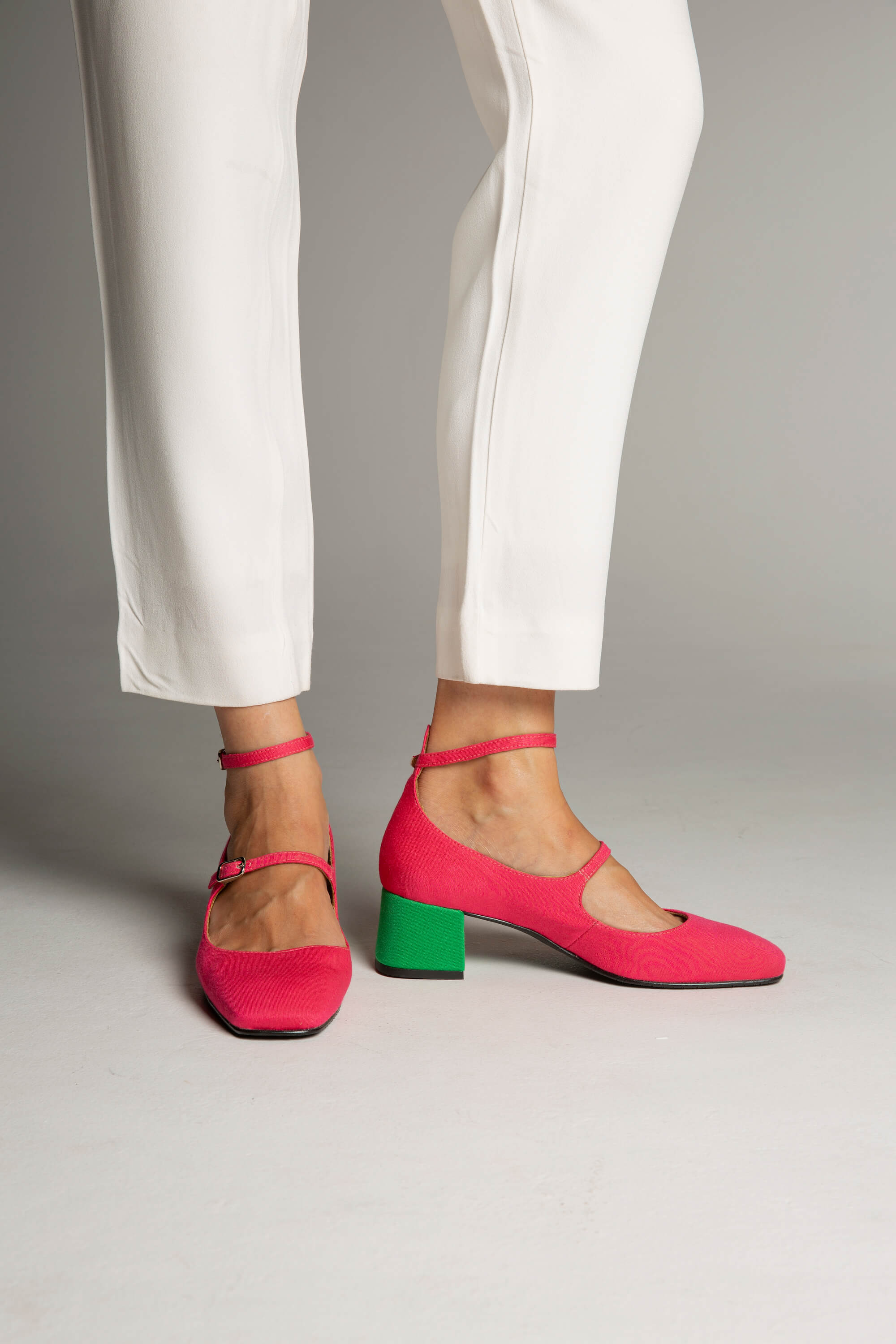 Momoc womens vegan Pumps Midi Pink Green