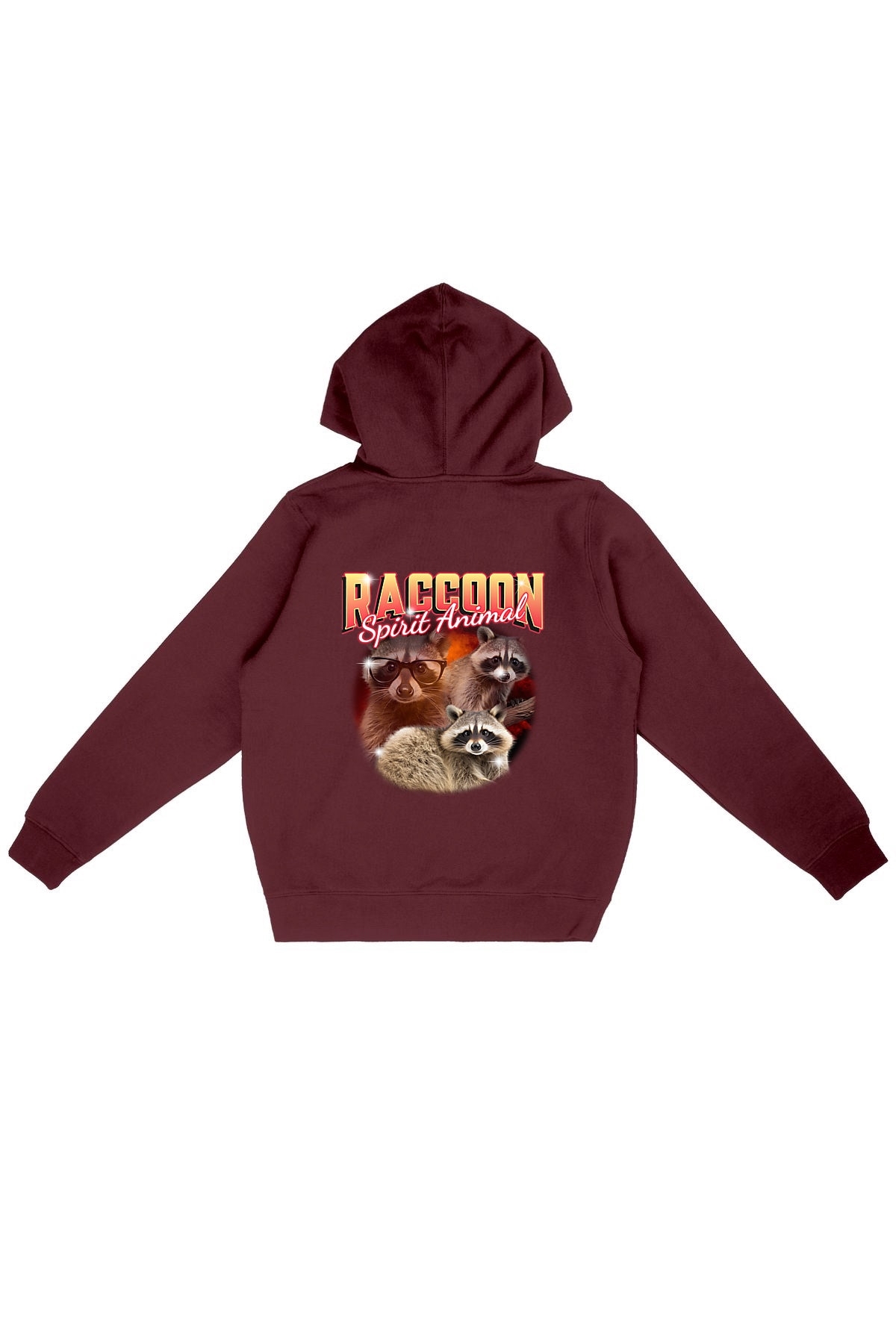 Oat Milk Club Damen vegan Kapuzenpulli Raccoon Spirit Animal Burgundy