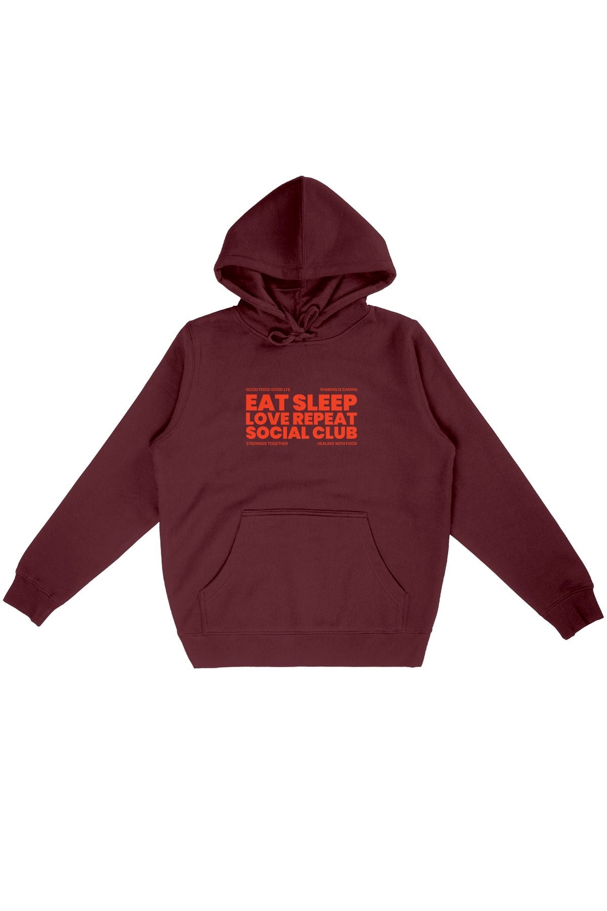 Oat Milk Club Damen vegan Hoodie Eat Sleep Love Repeat Burgundy