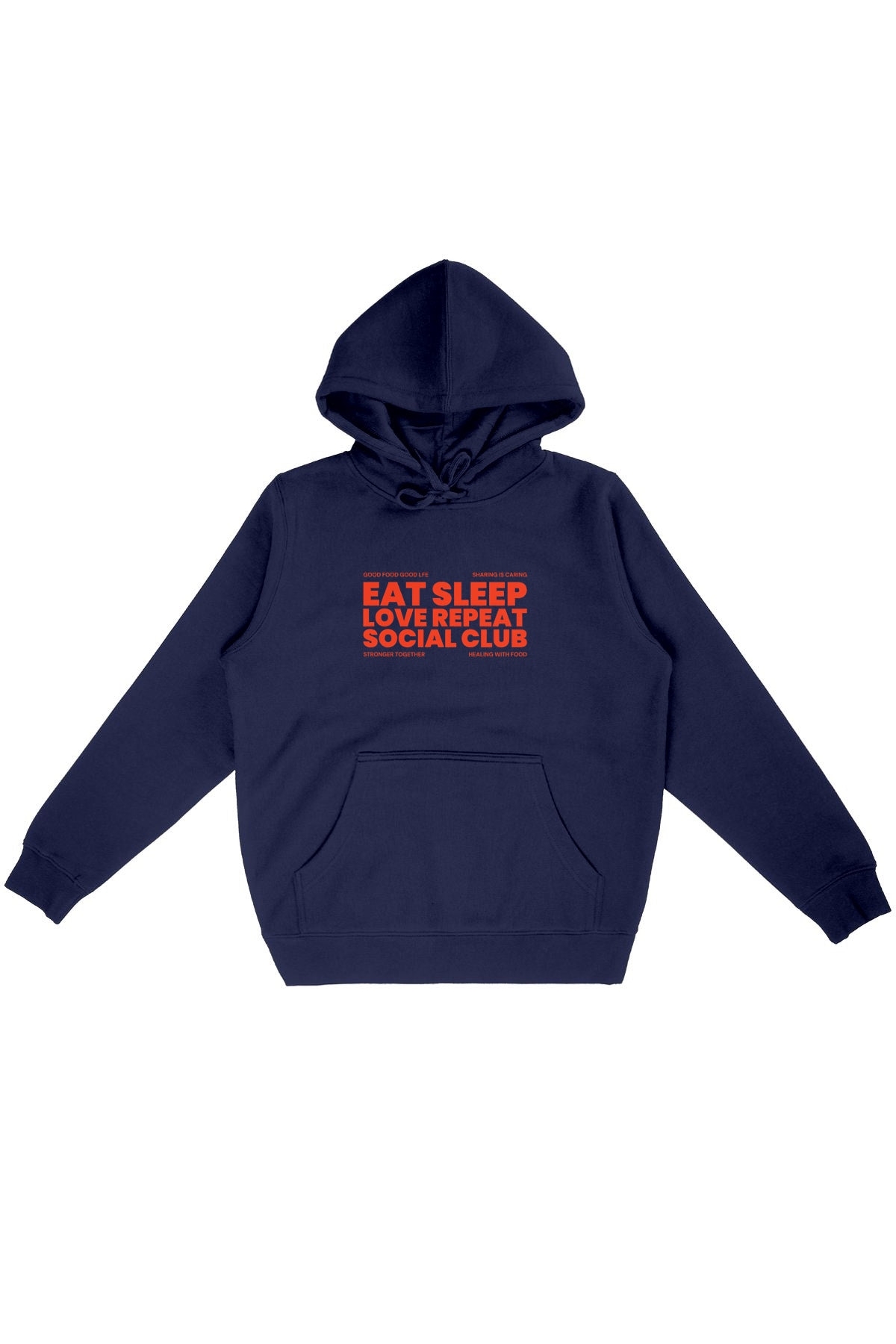 Oat Milk Club Damen vegan Hoodie Eat Sleep Love Repeat Marineblau