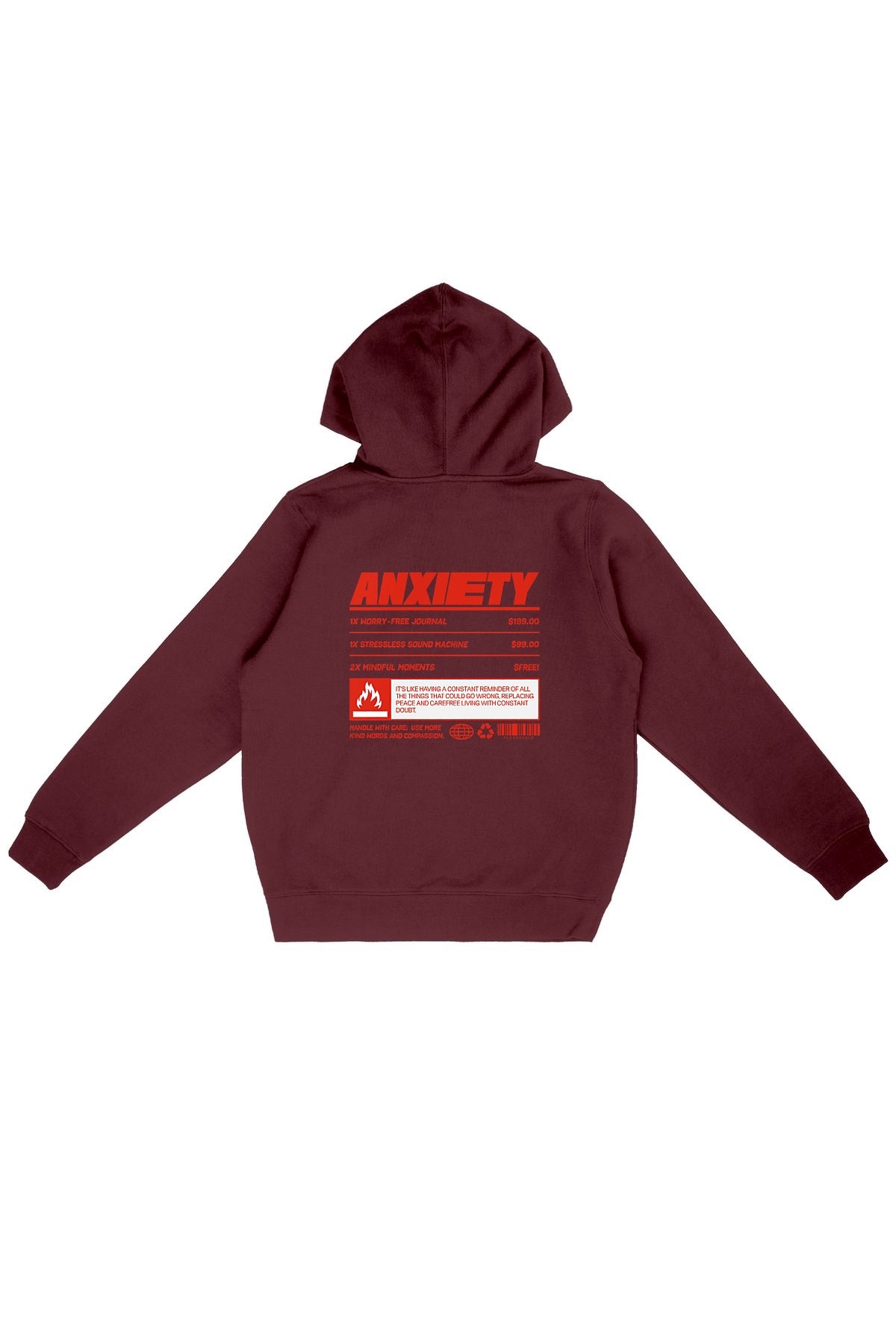 Oat Milk Club Damen vegan Kapuzenpulli Angst Burgund