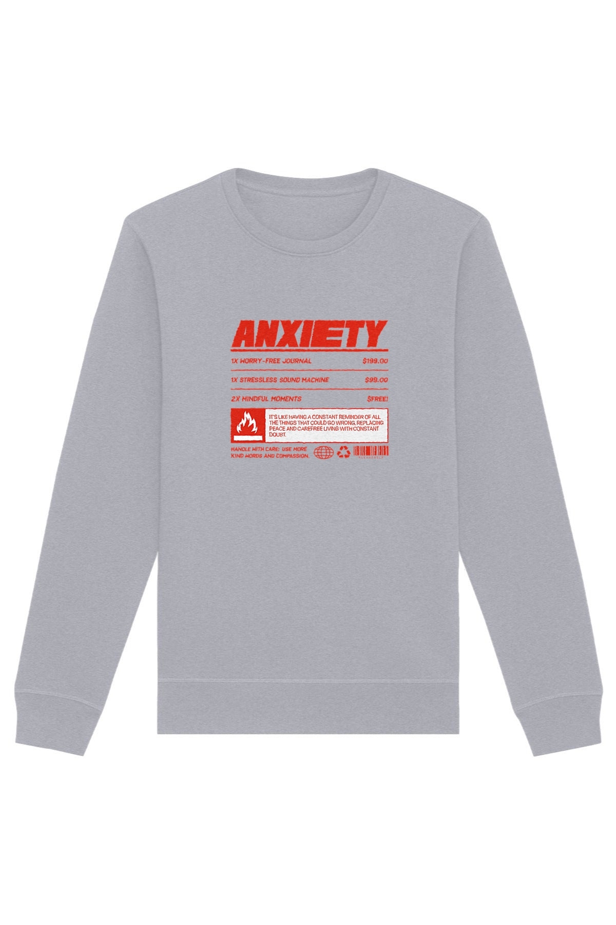 Oat Milk Club Damen vegan Sweatshirt Anxiety Heather Grey