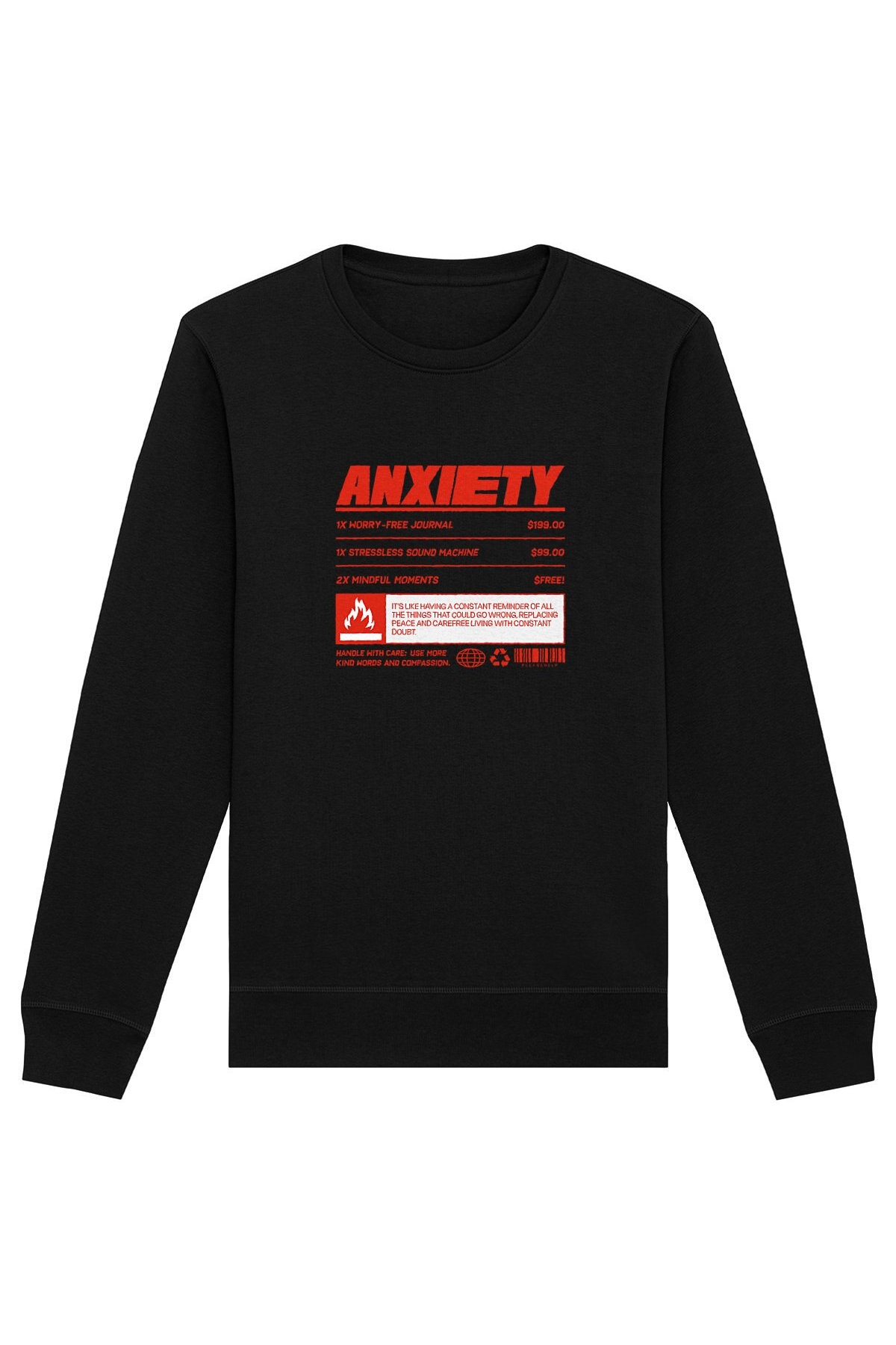 Oat Milk Club Damen vegan Sweatshirt Anxiety Schwarz