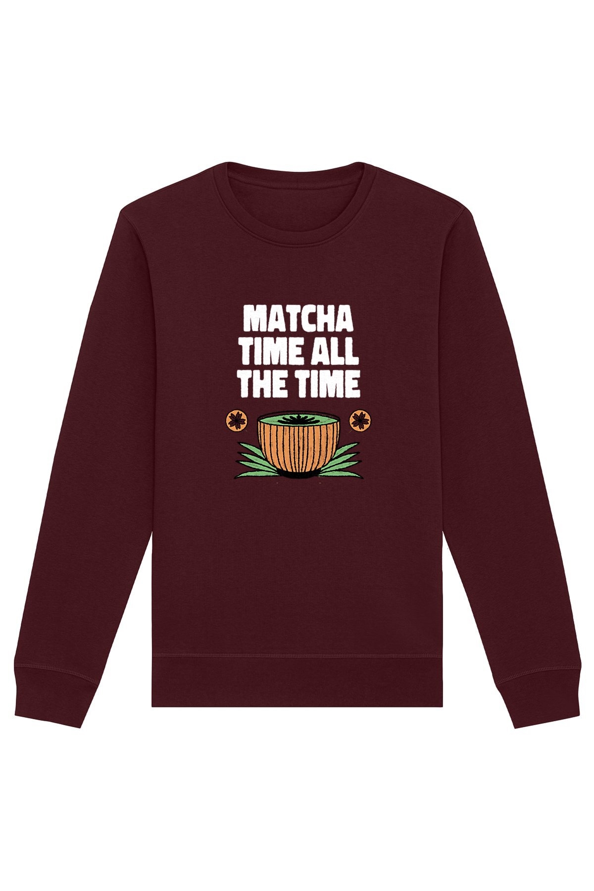 Oat Milk Club Damen vegan Sweatshirt Matcha Time All The Time Burgundy