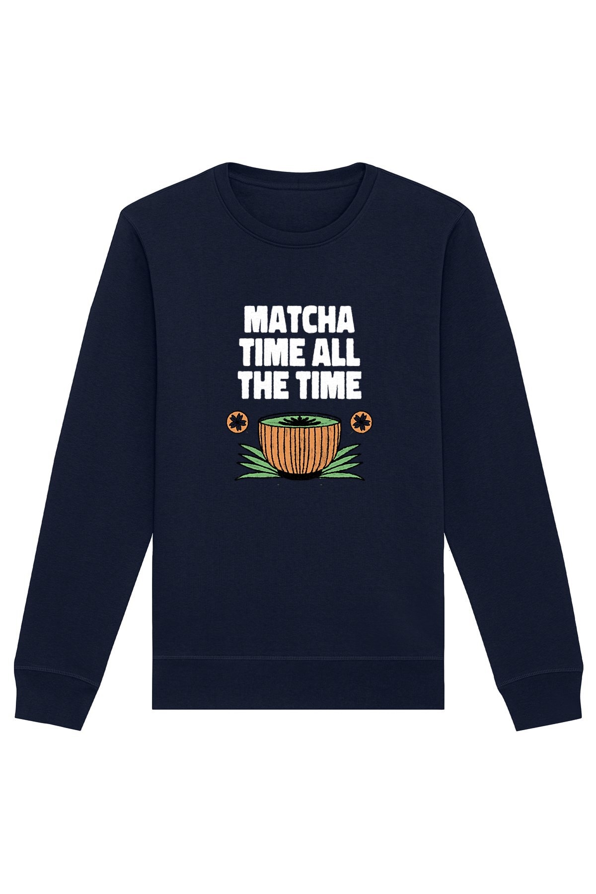 Oat Milk Club Damen vegan Sweatshirt Matcha Time All The Time Marineblau
