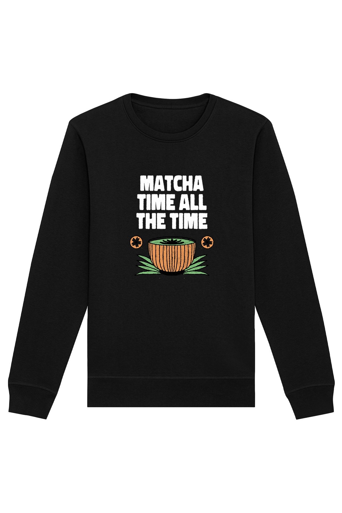 Oat Milk Club Damen vegan Sweatshirt Matcha Time All The Time Schwarz